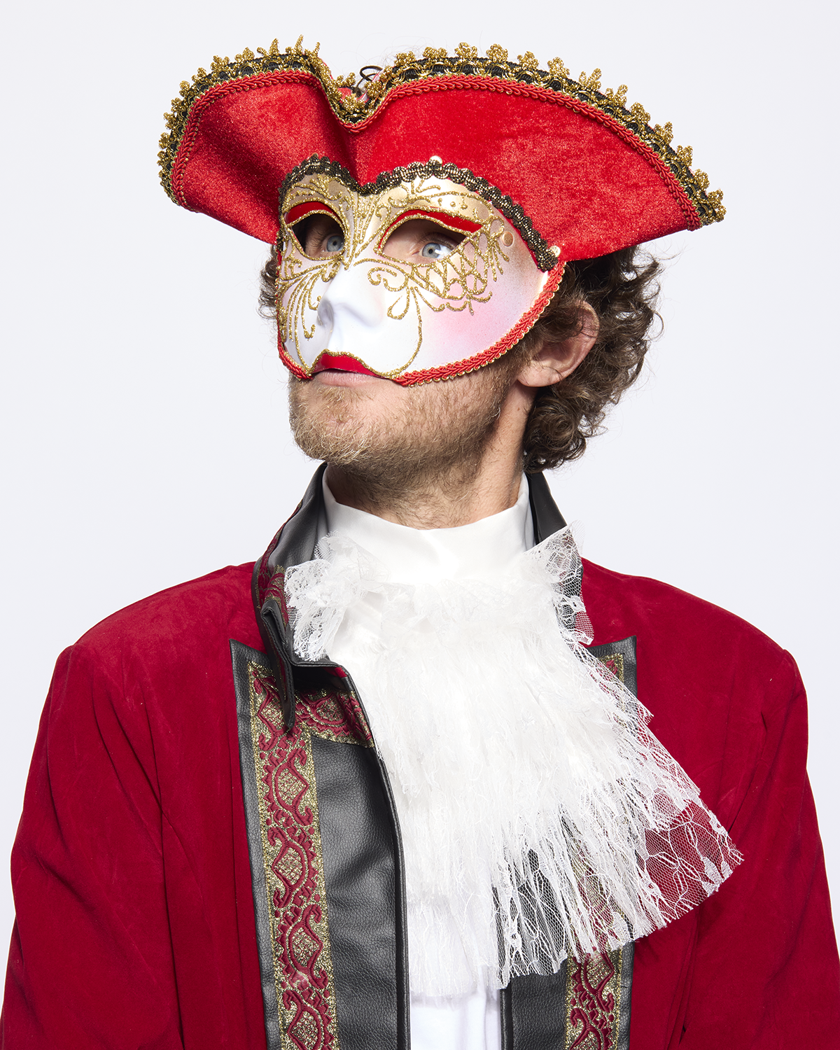 Tricorne Venetian Mask, Red