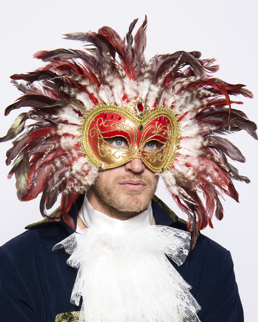 Opulent Venetian Feather mask, Red