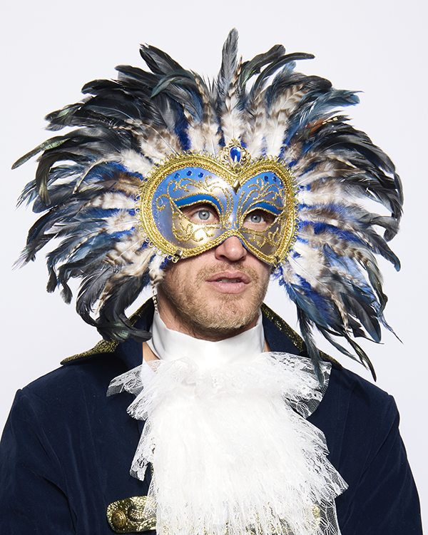 Opulent Venetian Feather mask, Blue