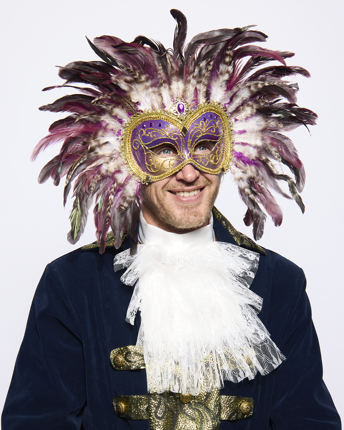 Opulent Venetian Feather mask, Purple