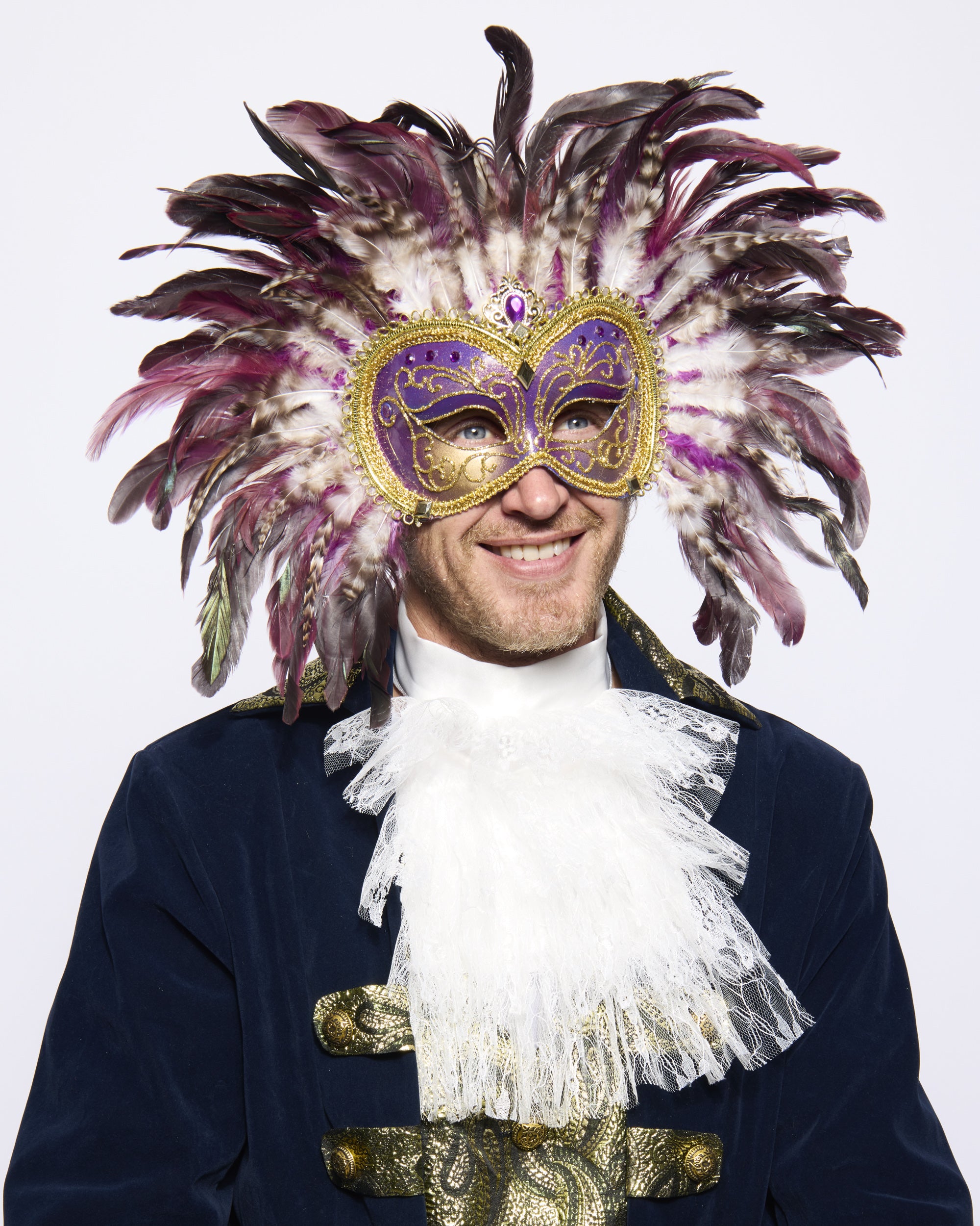 Opulent Venetian Feather Mask, Purple
