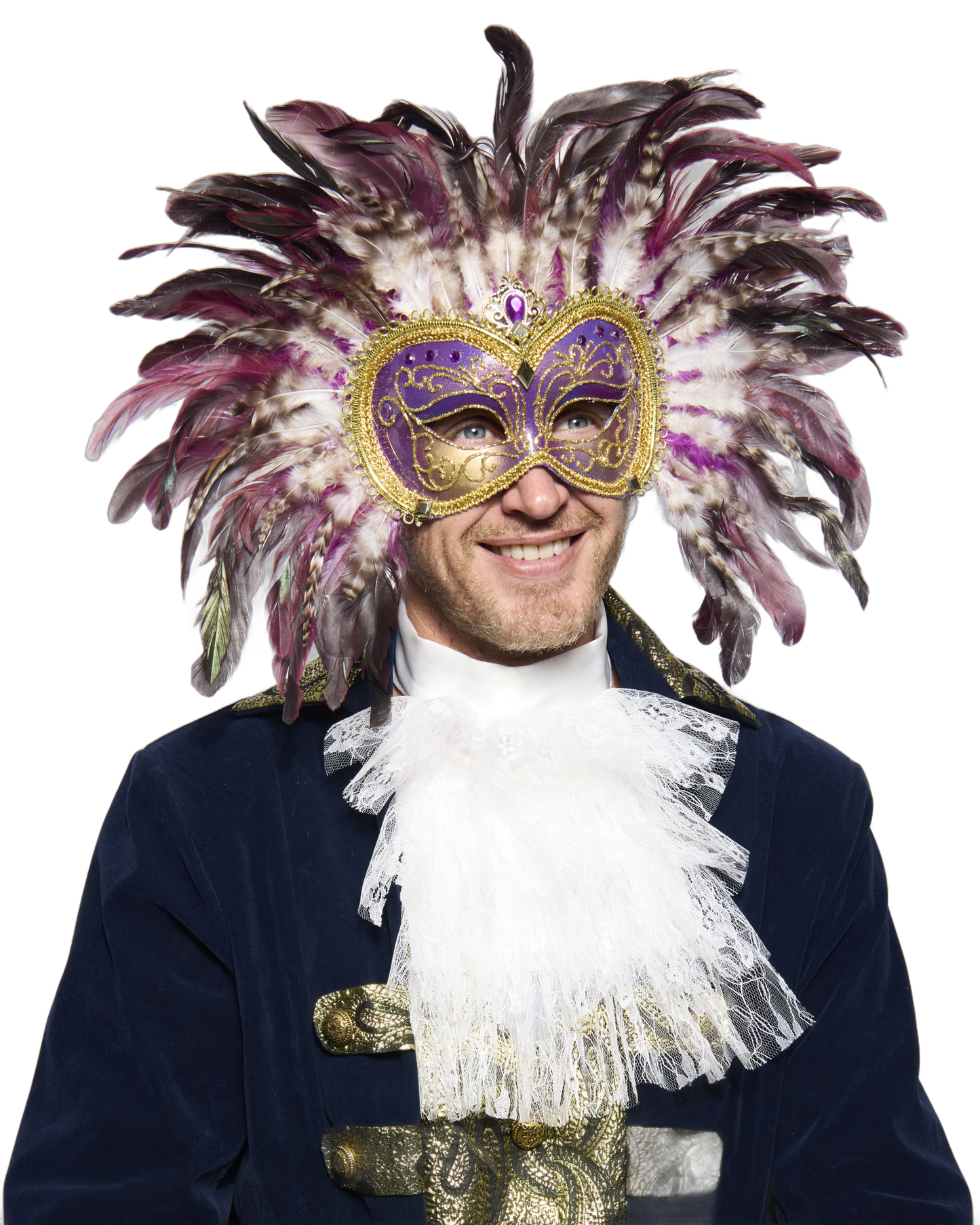 Opulent Venetian Feather Mask, Purple
