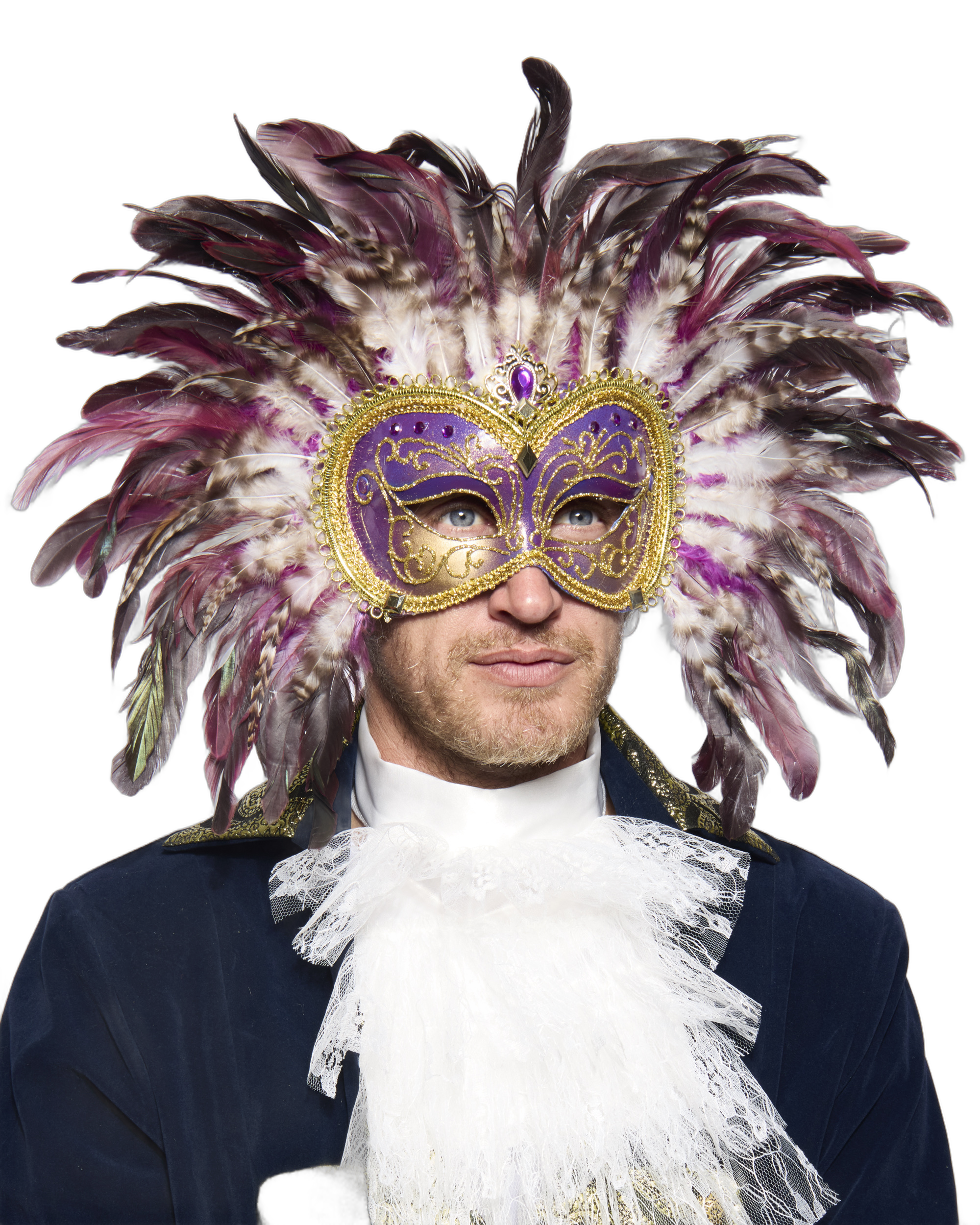 Opulent Venetian Feather Mask, Purple