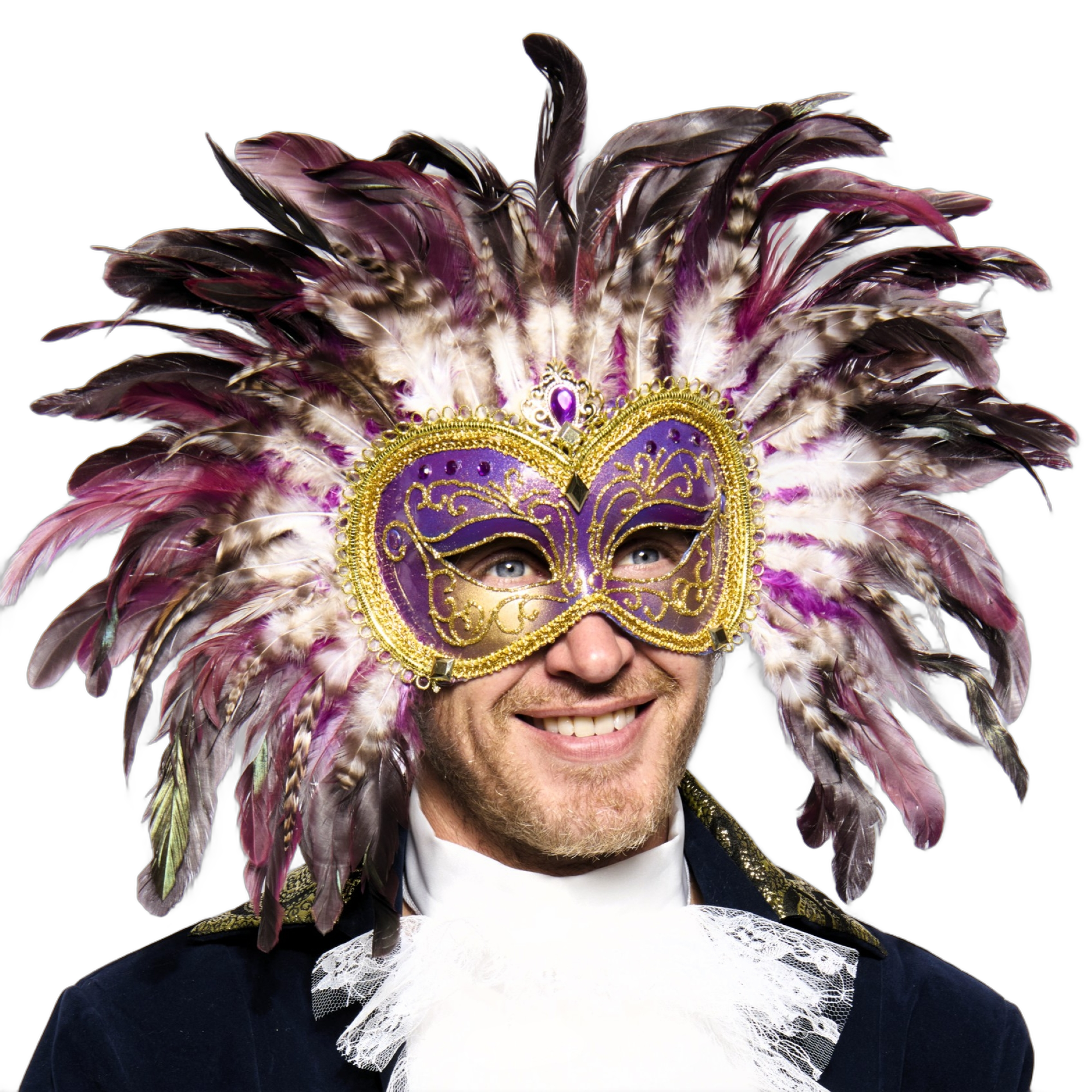 Opulent Venetian Feather Mask, Purple