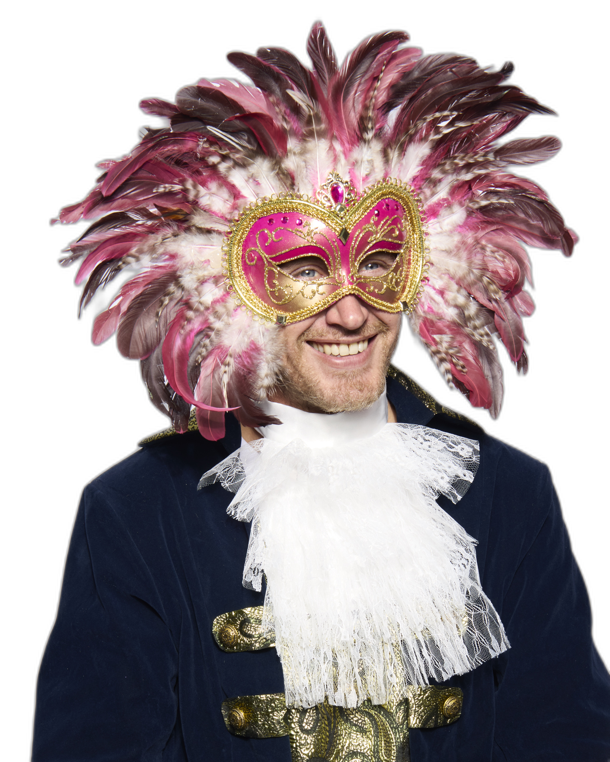 Opulent Venetian Feather Mask, Pink