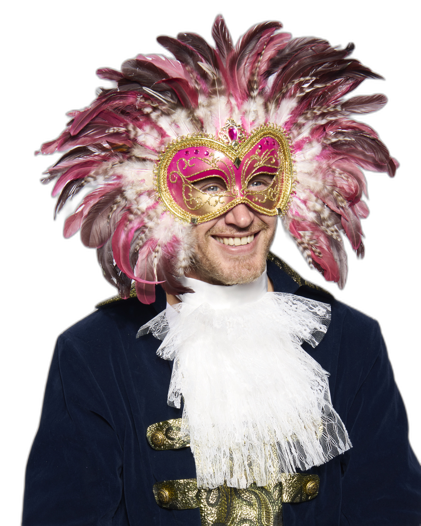 Opulent Venetian Feather Mask, Pink
