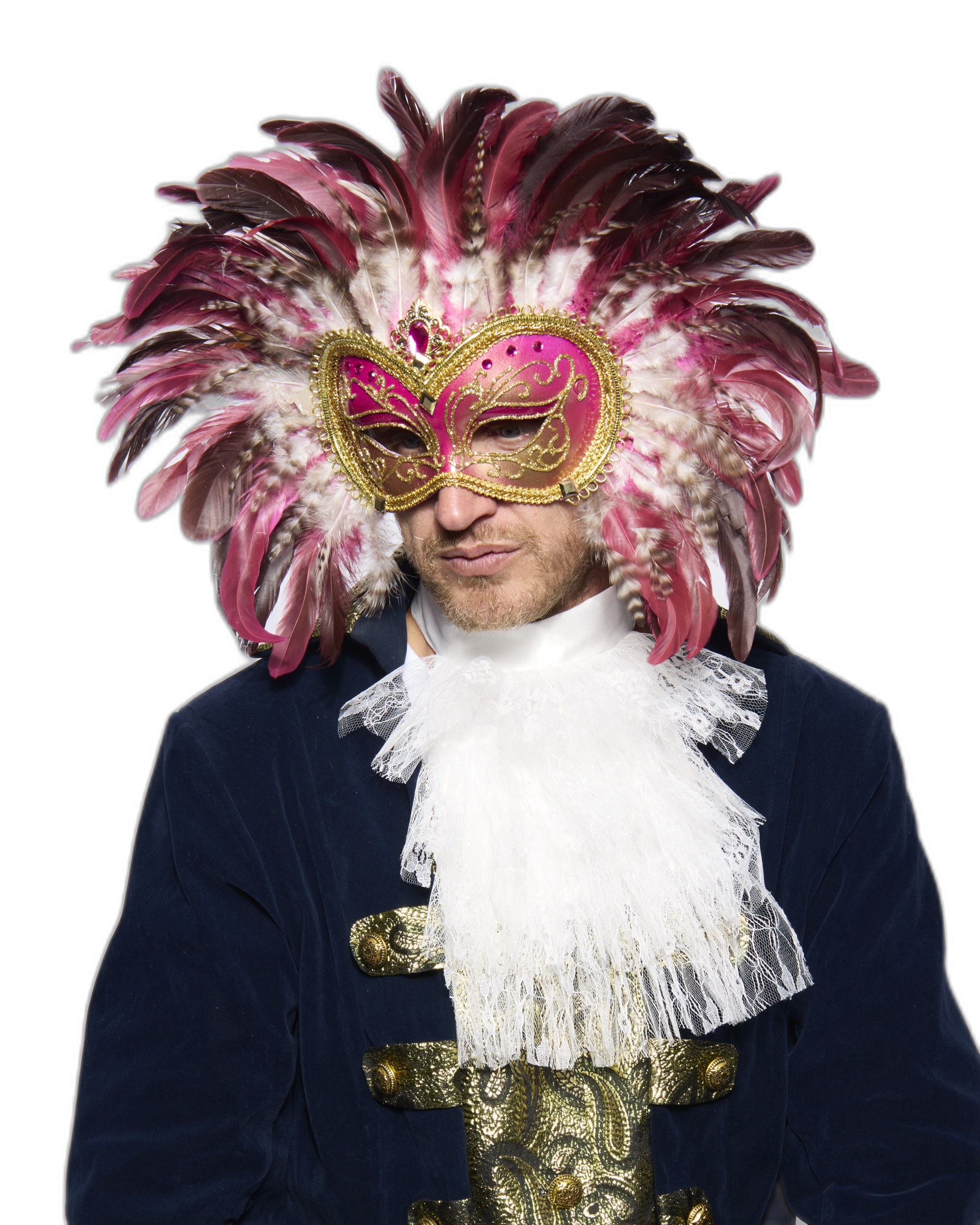 Opulent Venetian Feather Mask, Pink
