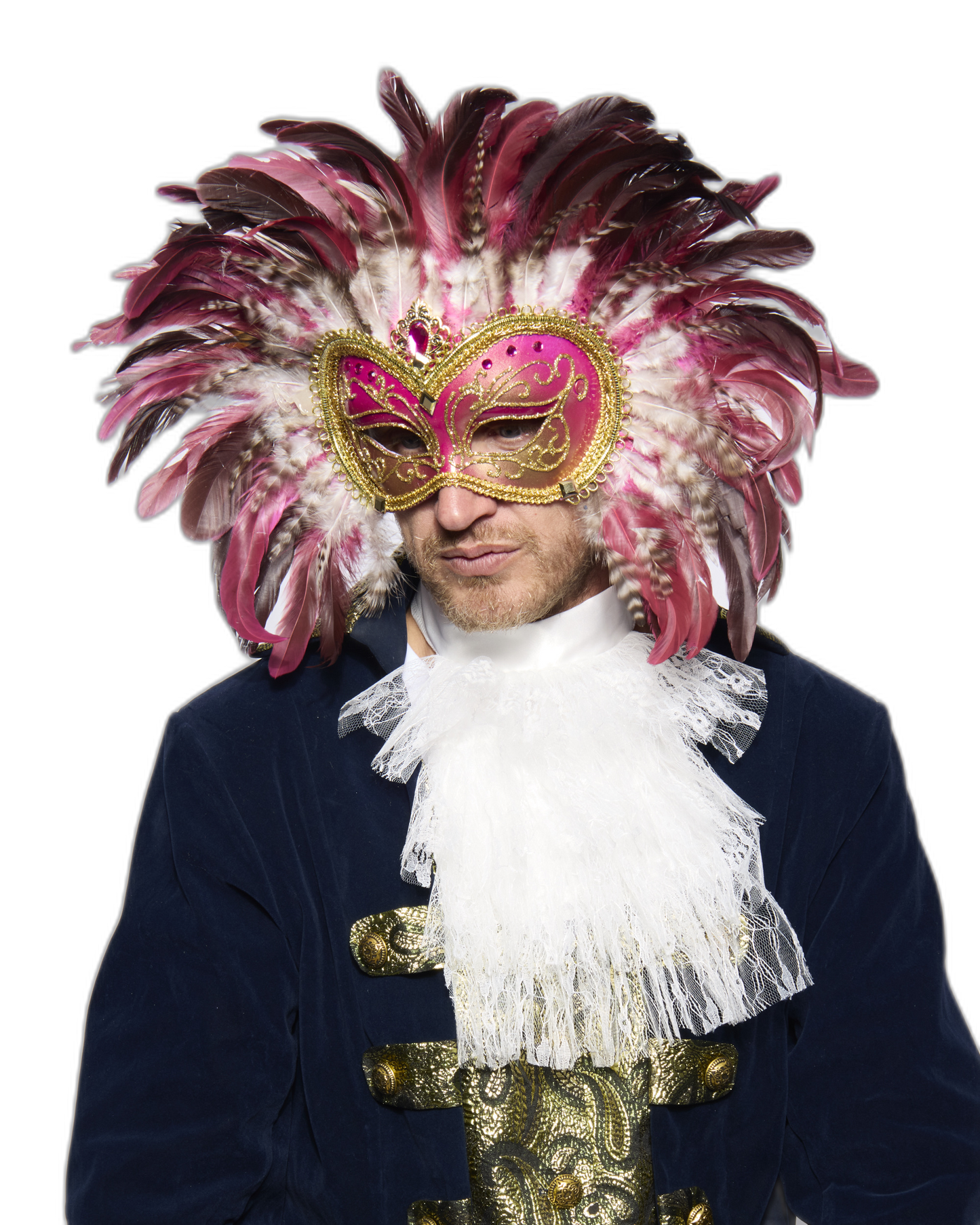 Opulent Venetian Feather Mask, Pink