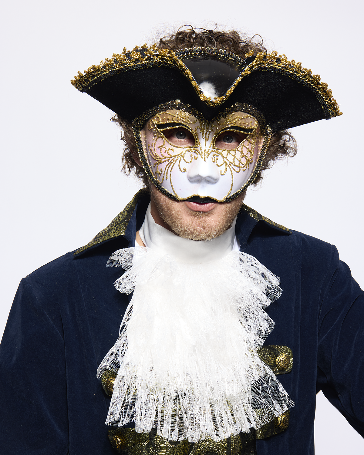 Tricorne Venetian Mask, Black