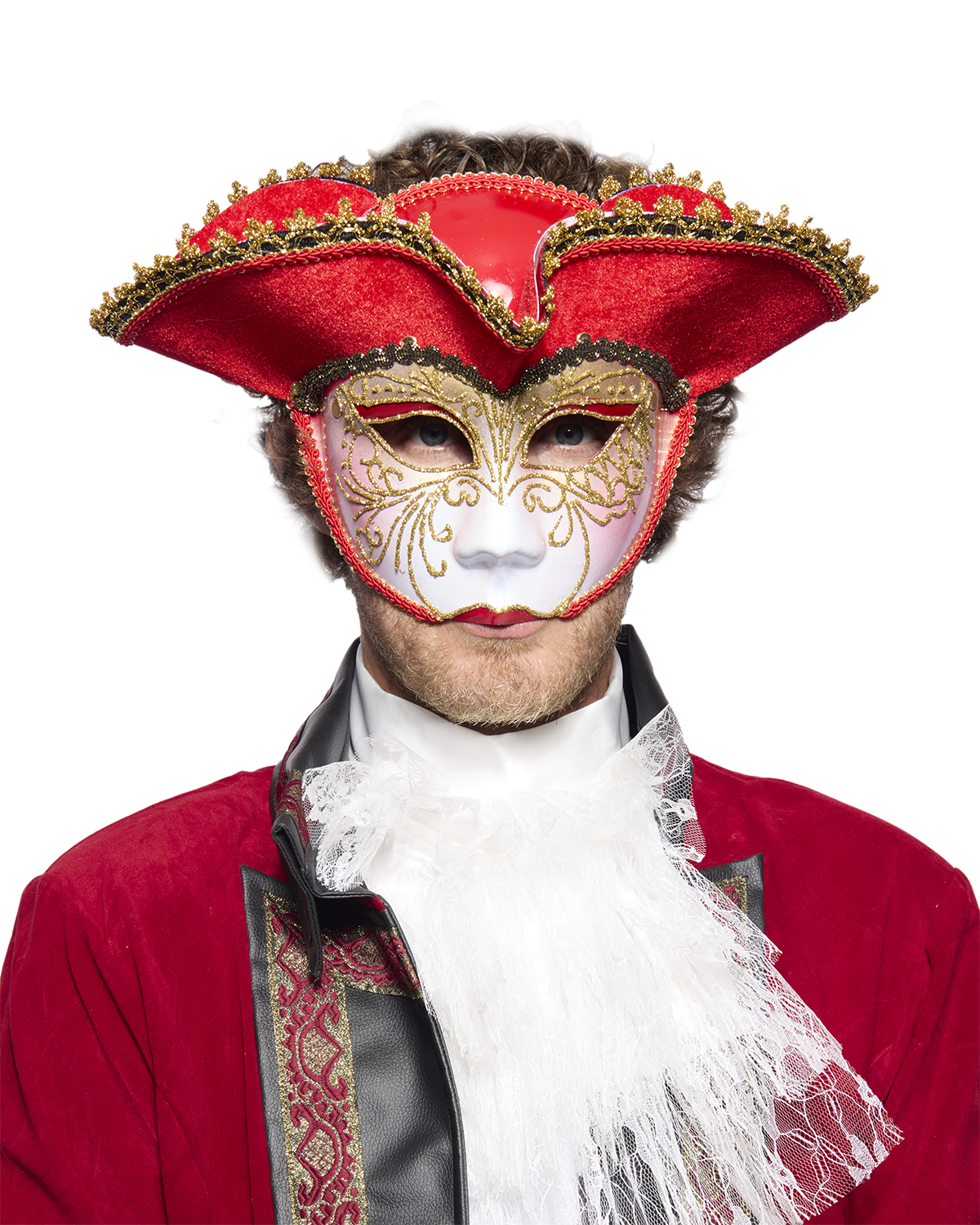 Tricorne Venetian Mask, Red