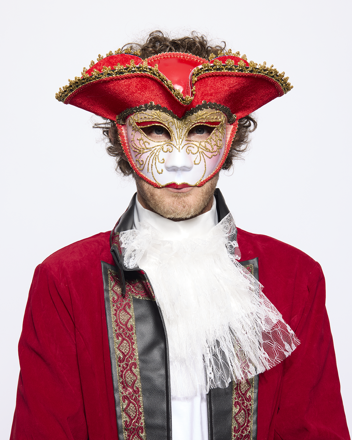 Tricorne Venetian Mask, Red