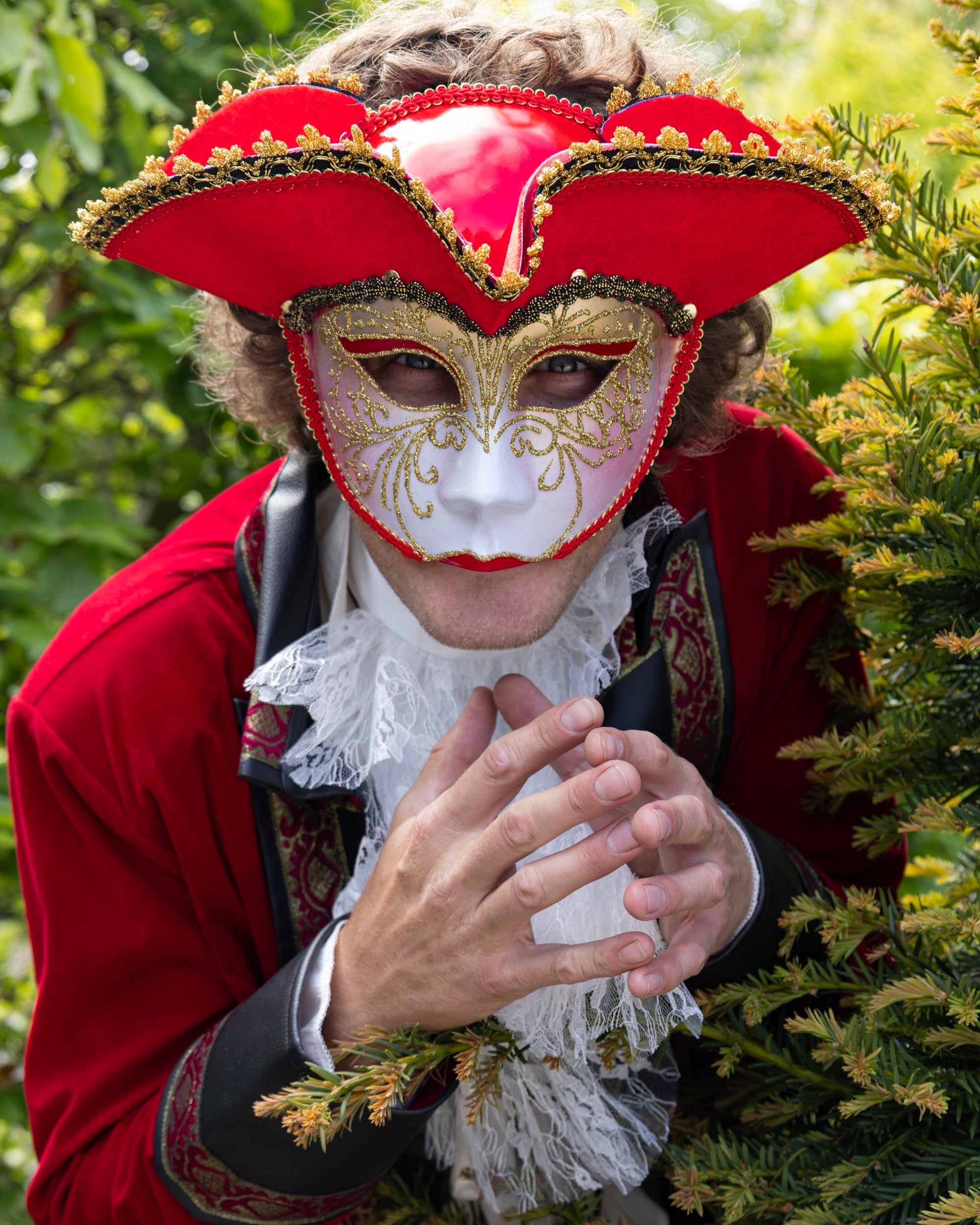 Tricorne Venetian Mask, Red