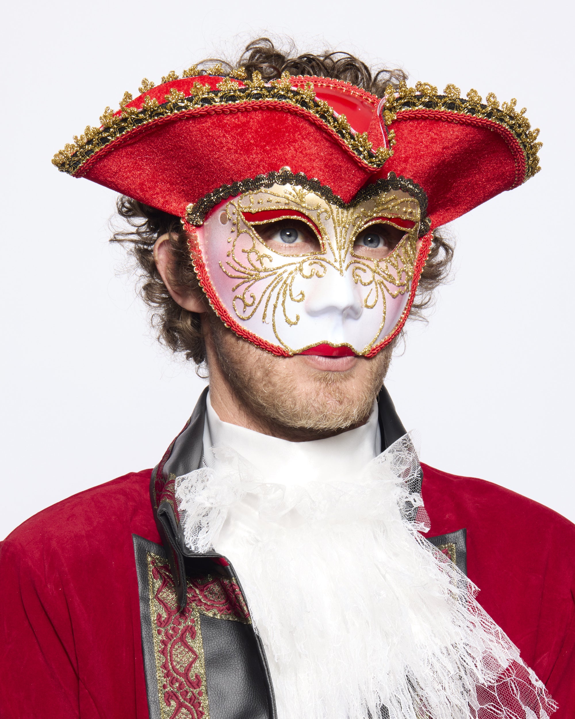 Tricorne Venetian Mask, Red