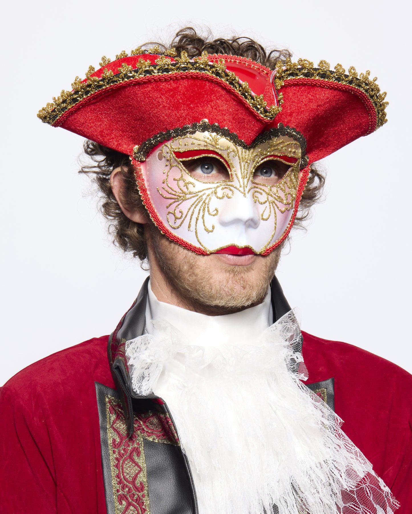 Tricorne Venetian Mask, Red