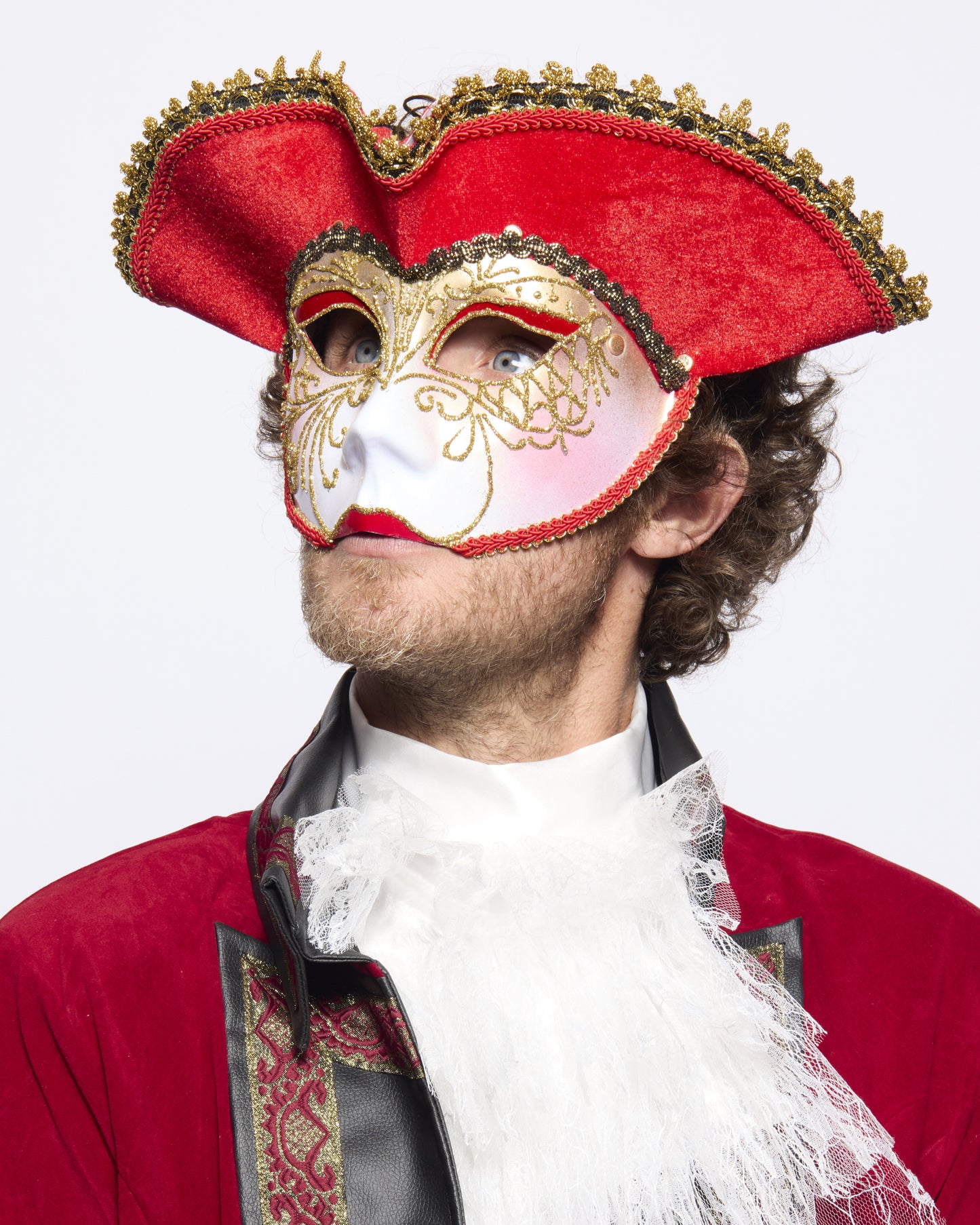 Tricorne Venetian Mask, Red