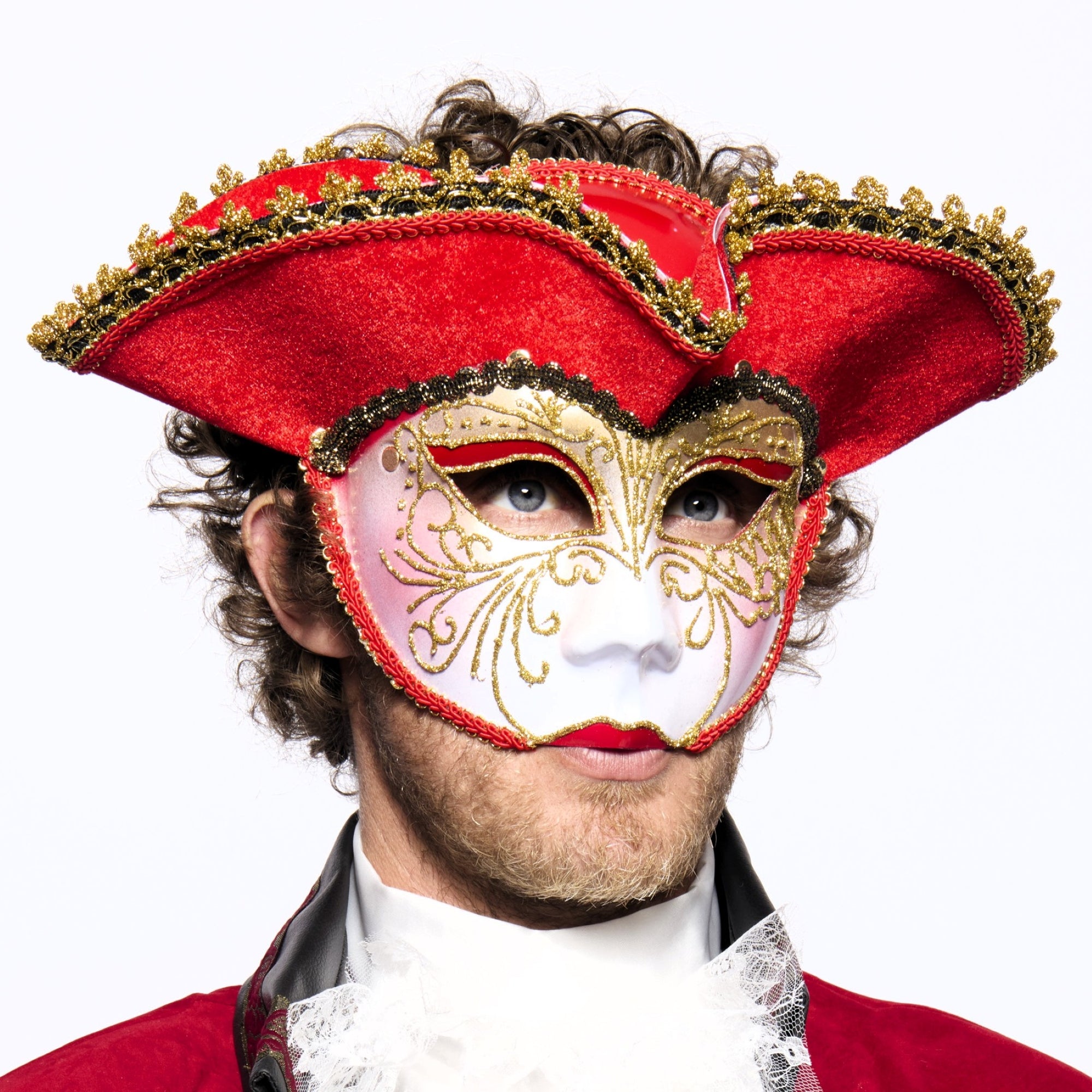 Tricorne Venetian Mask, Red