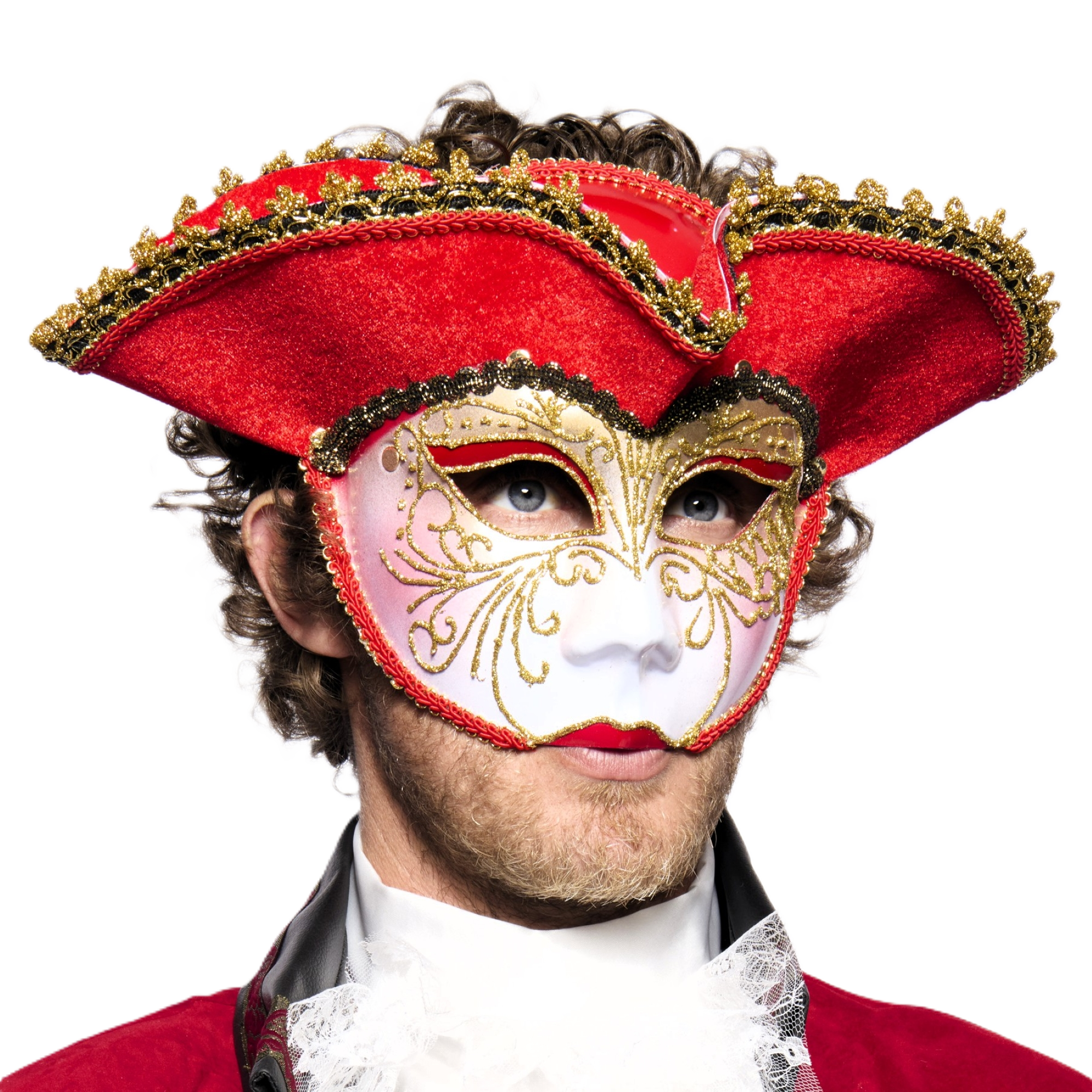 Tricorne Venetian Mask, Red