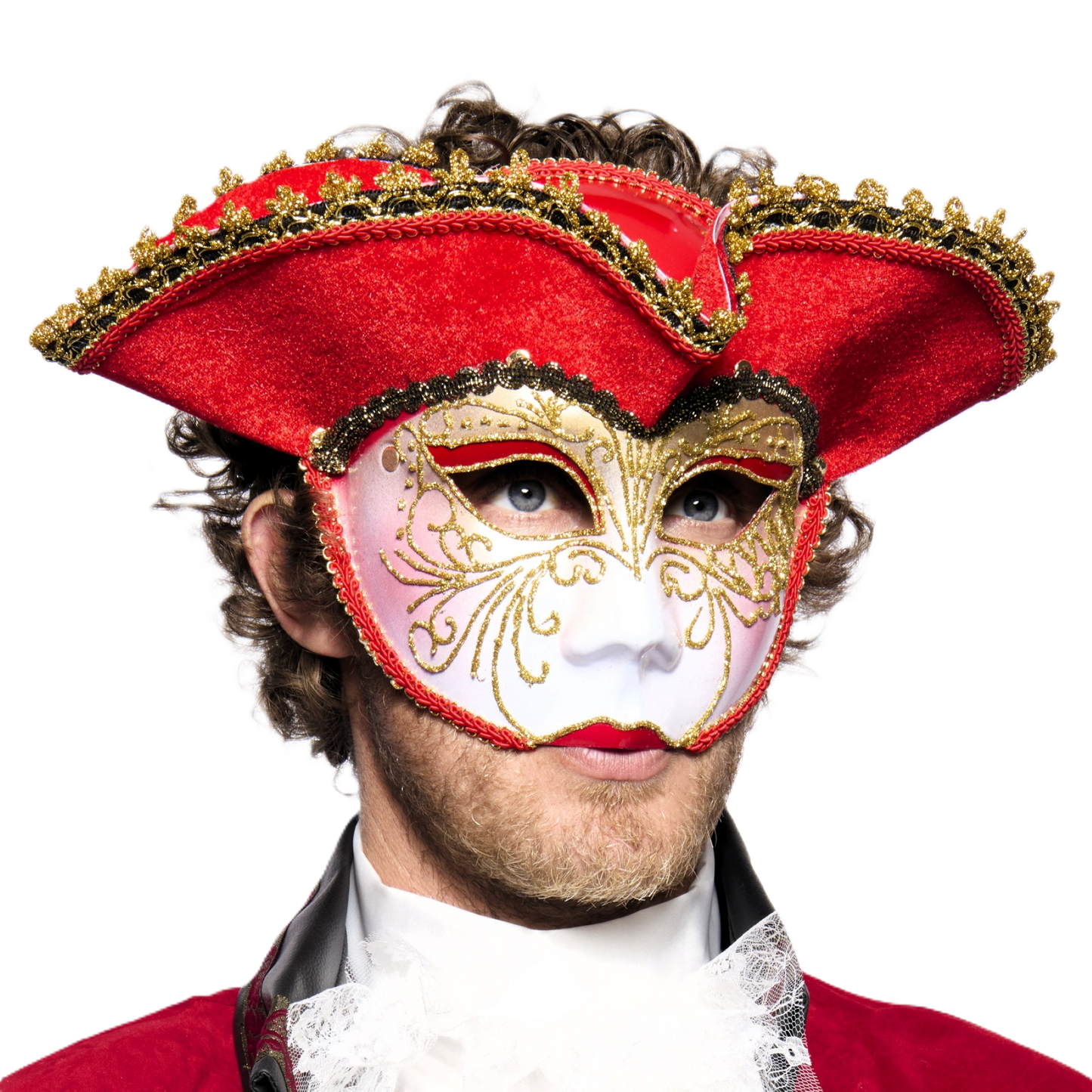 Tricorne Venetian Mask, Red