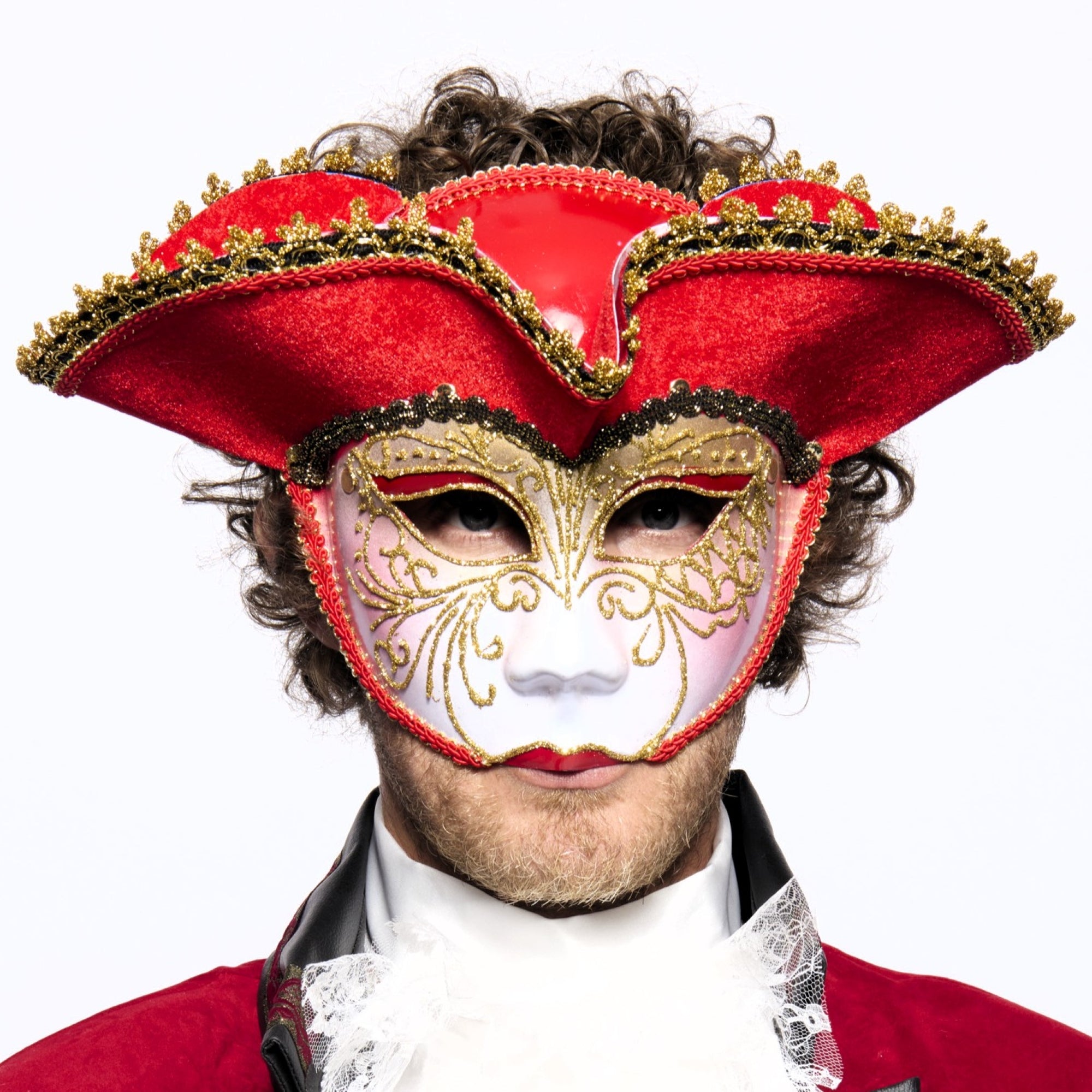 Tricorne Venetian Mask, Red