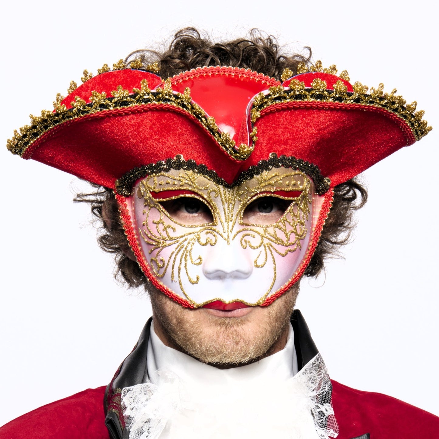 Tricorne Venetian Mask, Red