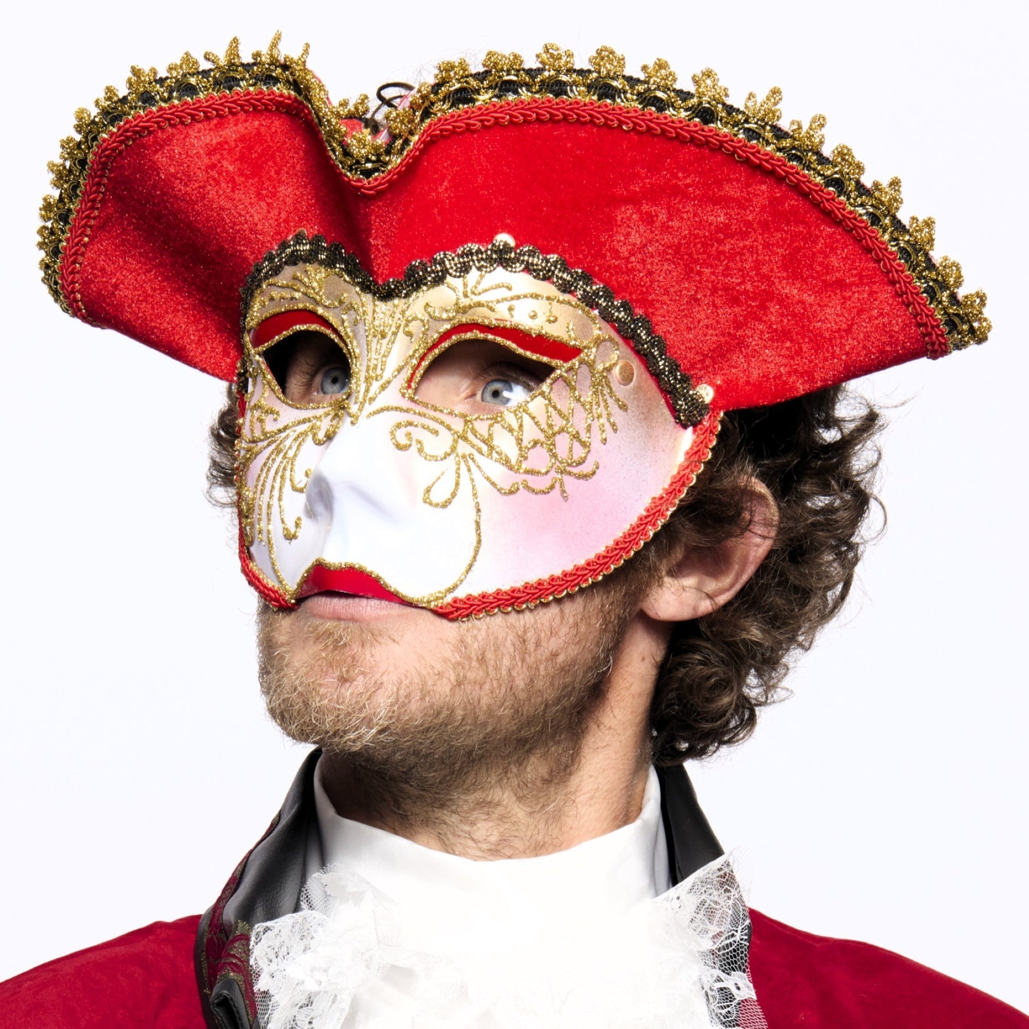 Tricorne Venetian Mask, Red