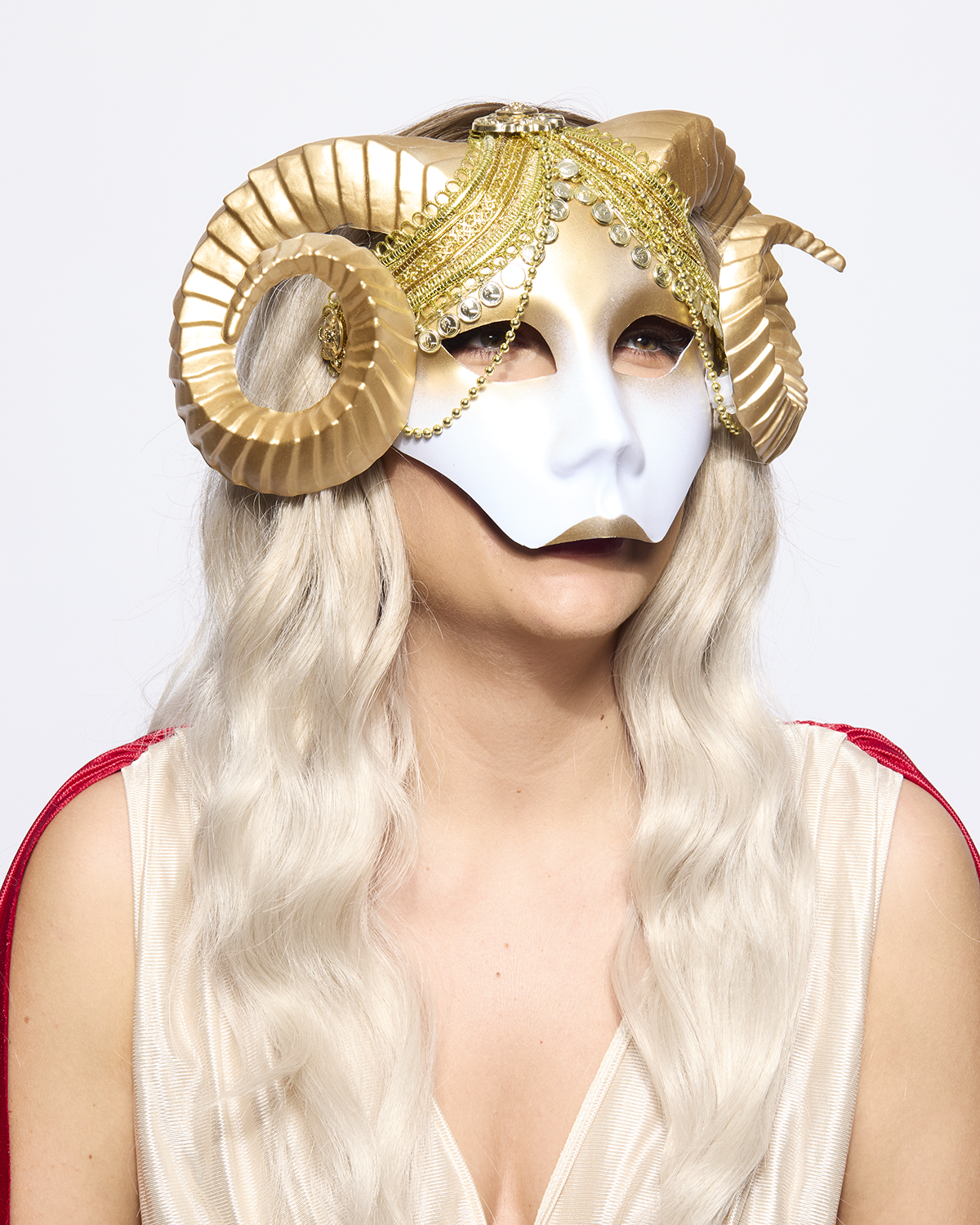 Mystical Golden Horned Venetian Mask