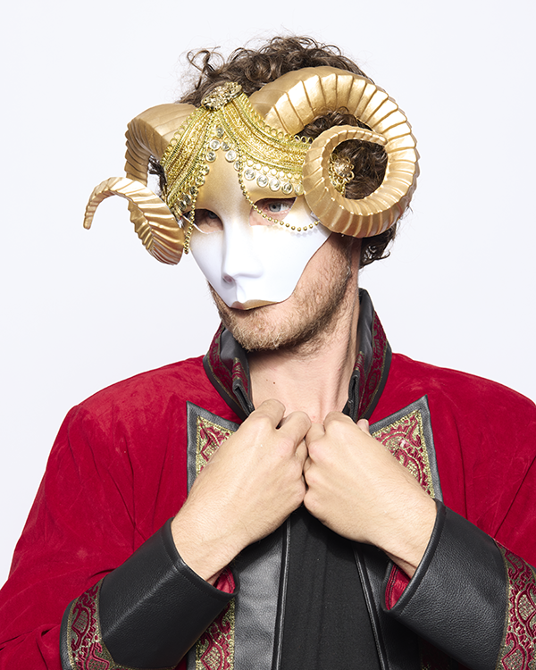 Mystical Golden Horned Venetian Mask