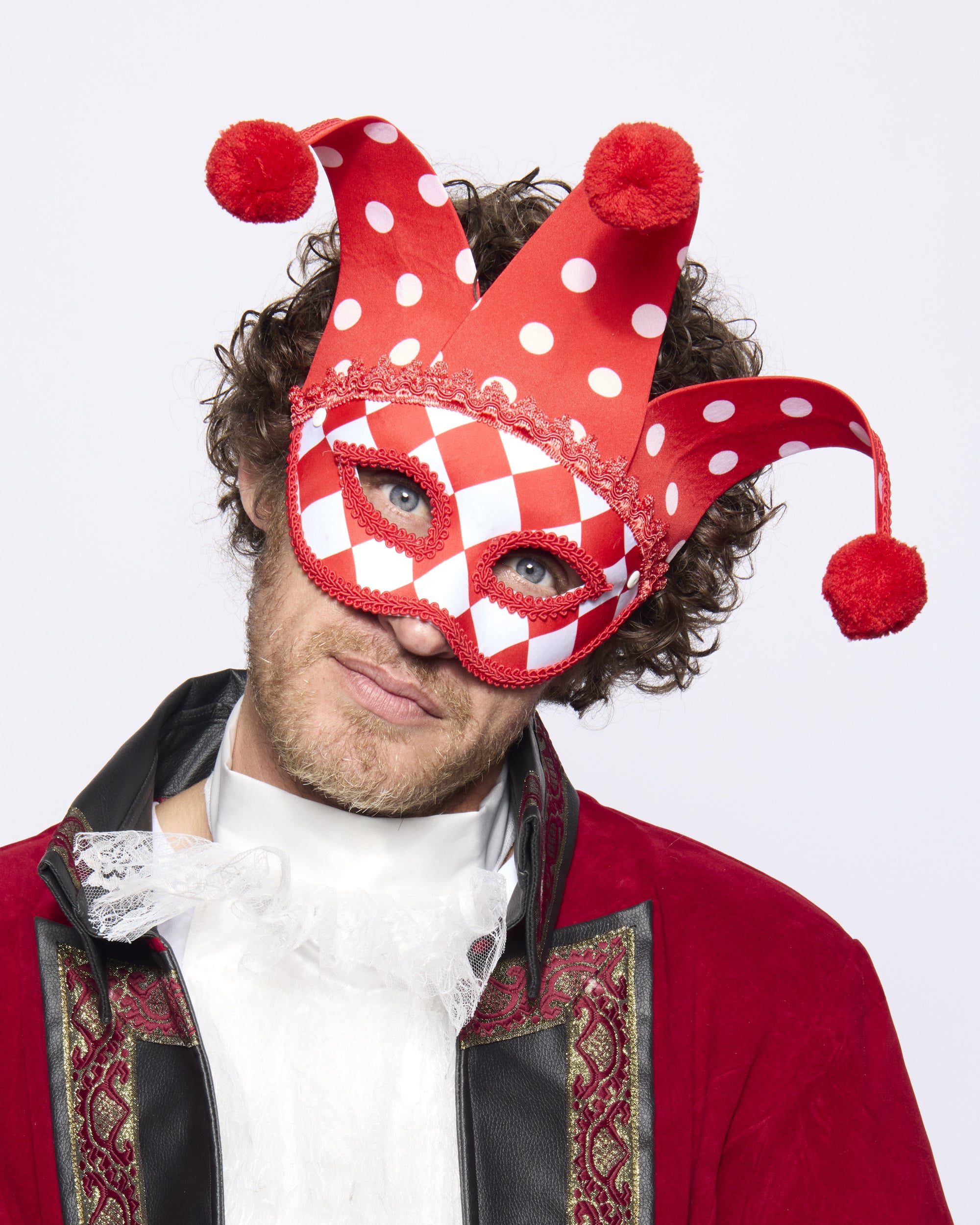 Jester Eye Mask, Red and White