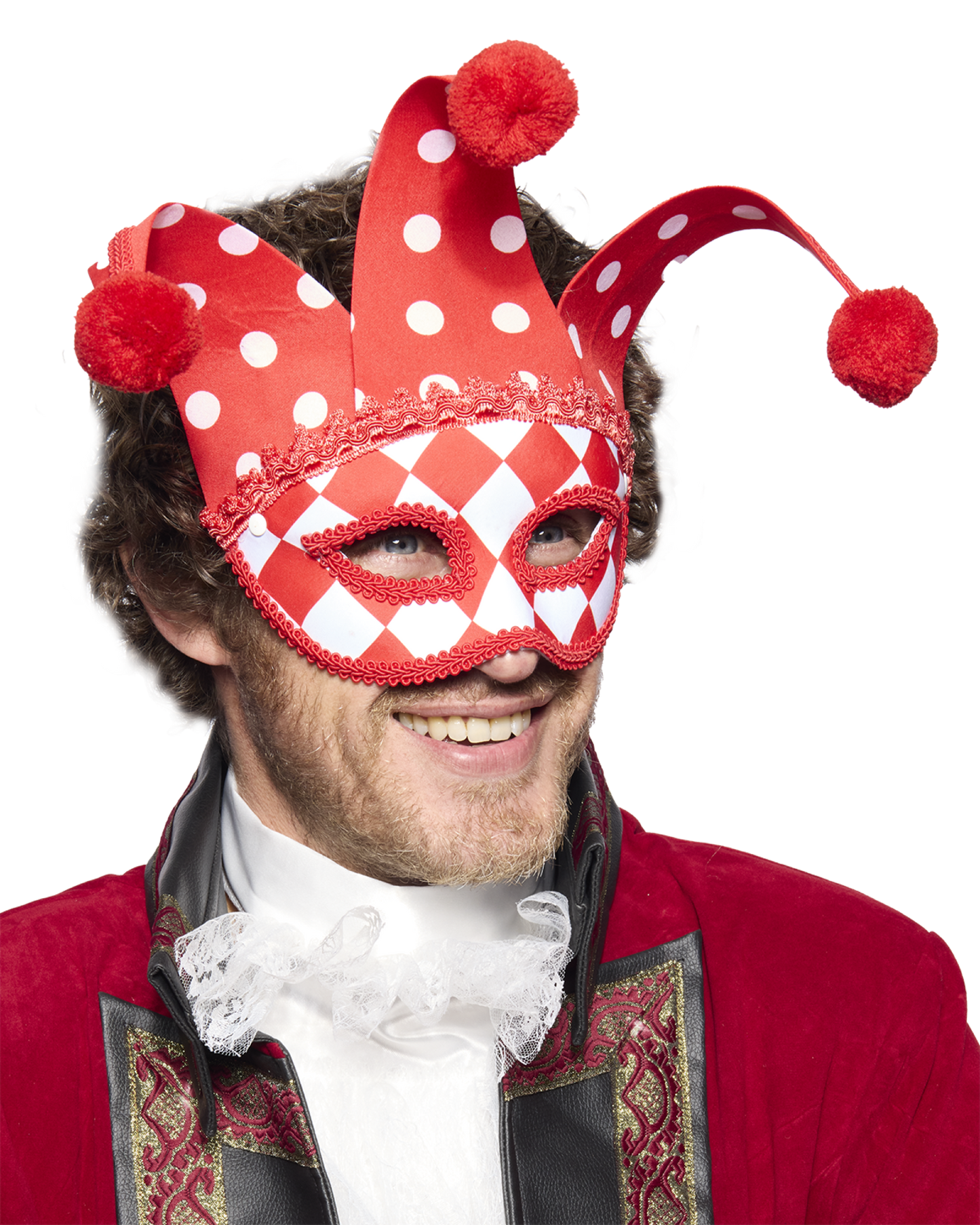 Jester Eye Mask, Red and White