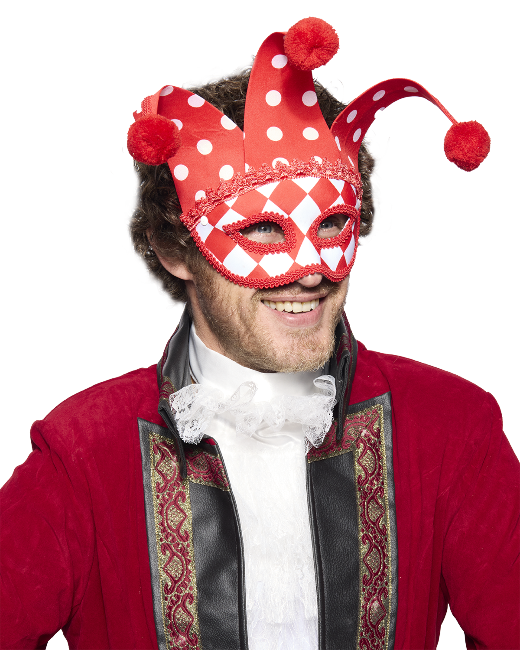 Jester Eye Mask, Red and White