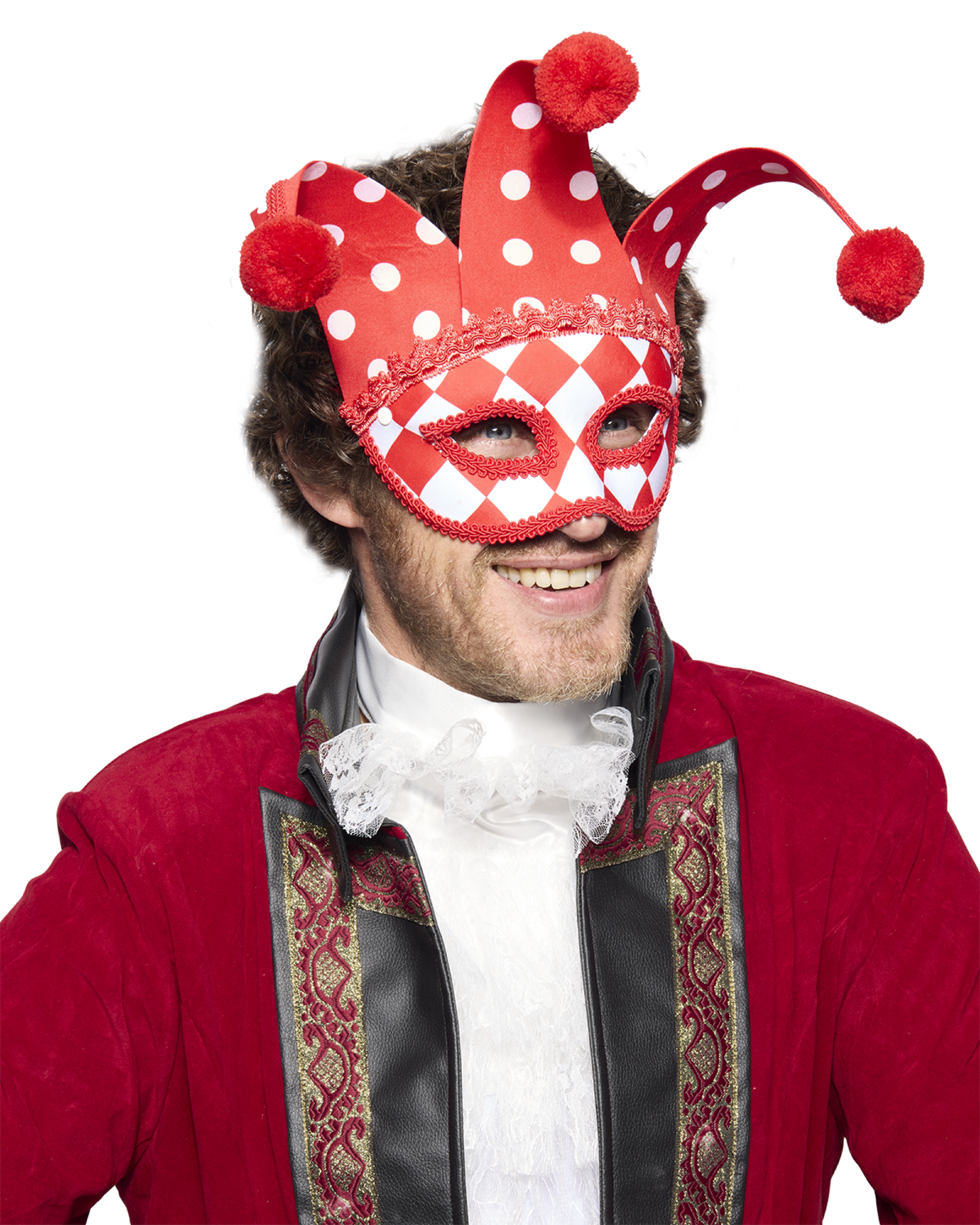 Jester Eye Mask, Red and White