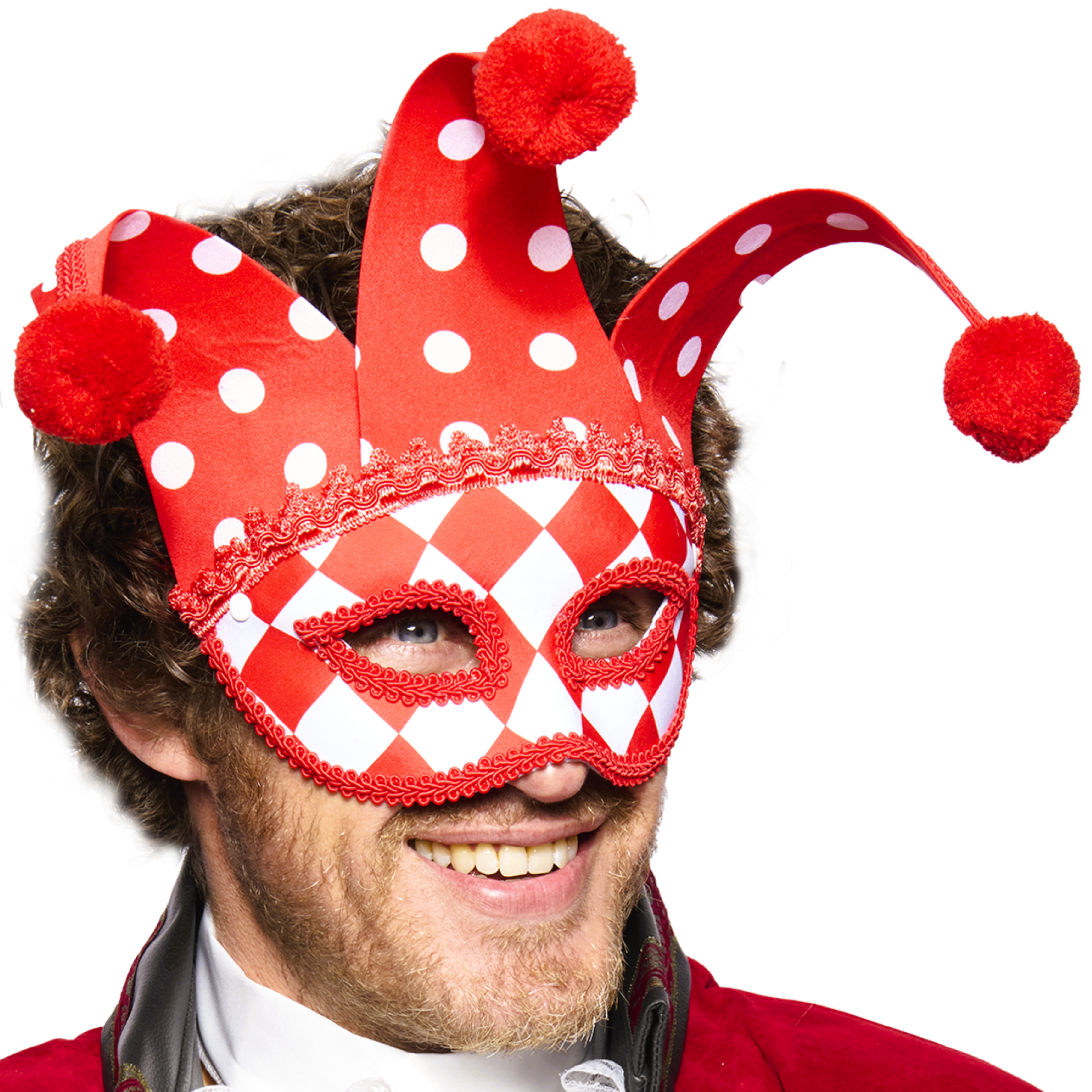 Jester Eye Mask, Red and White