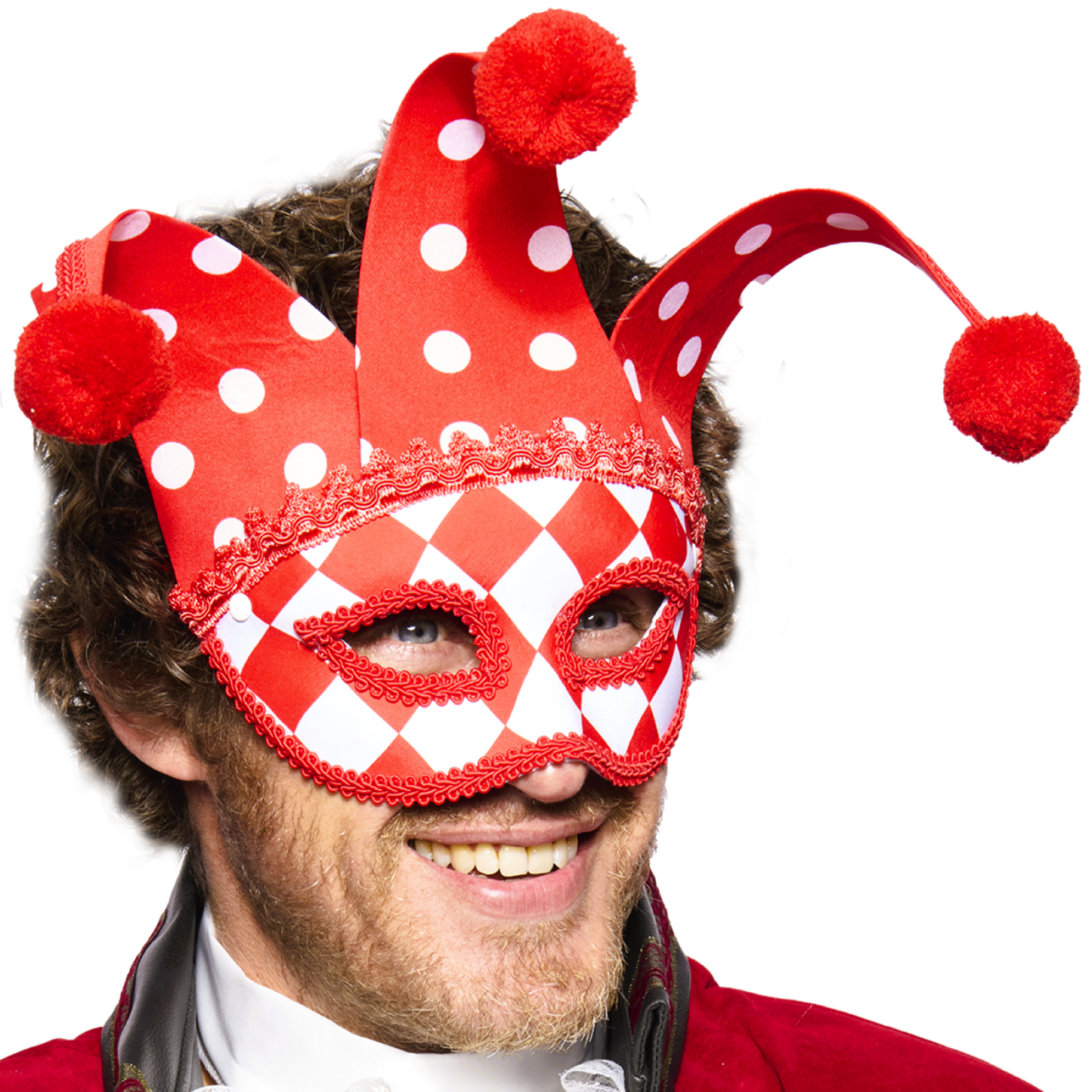 Jester Eye Mask, Red and White