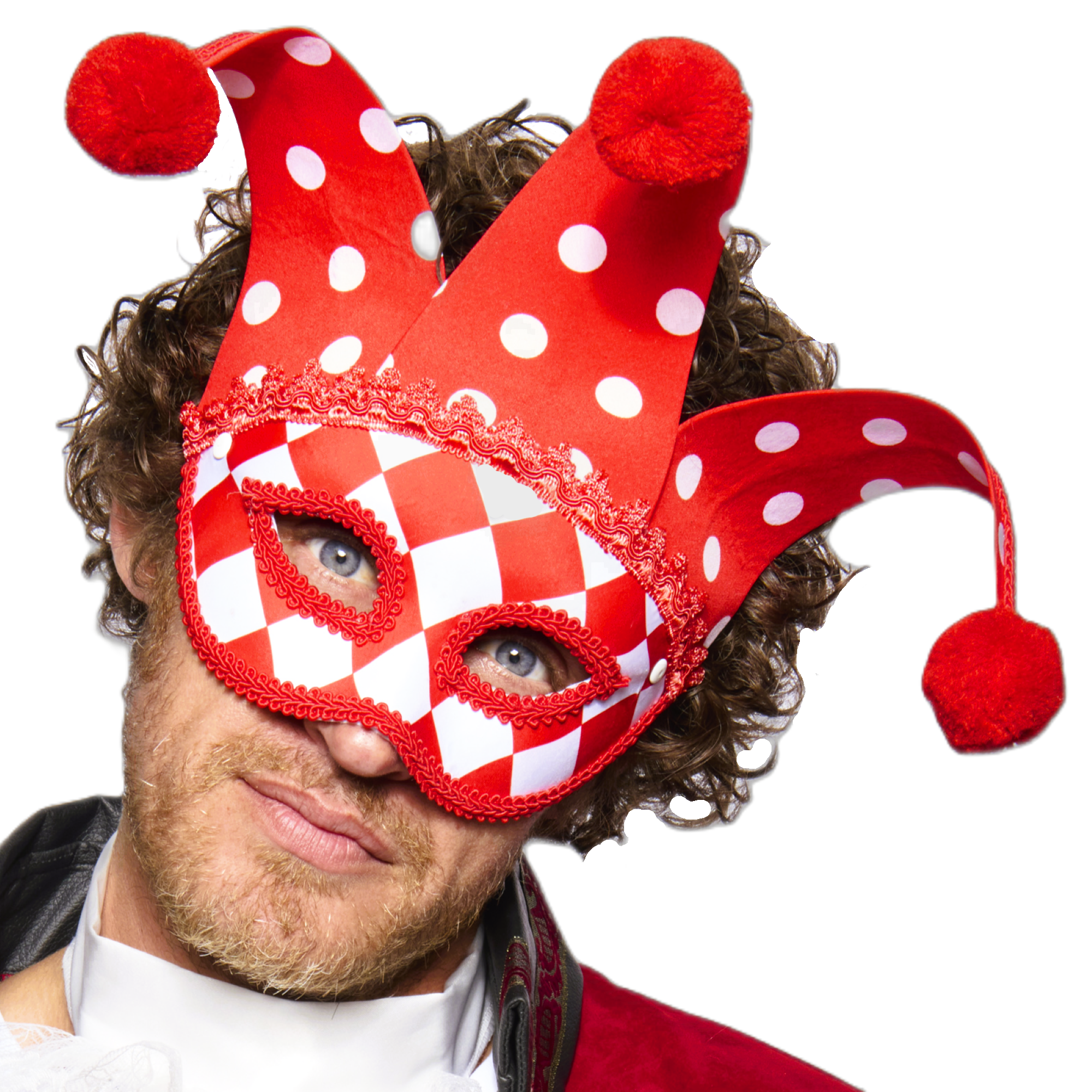 Jester Eye Mask, Red and White