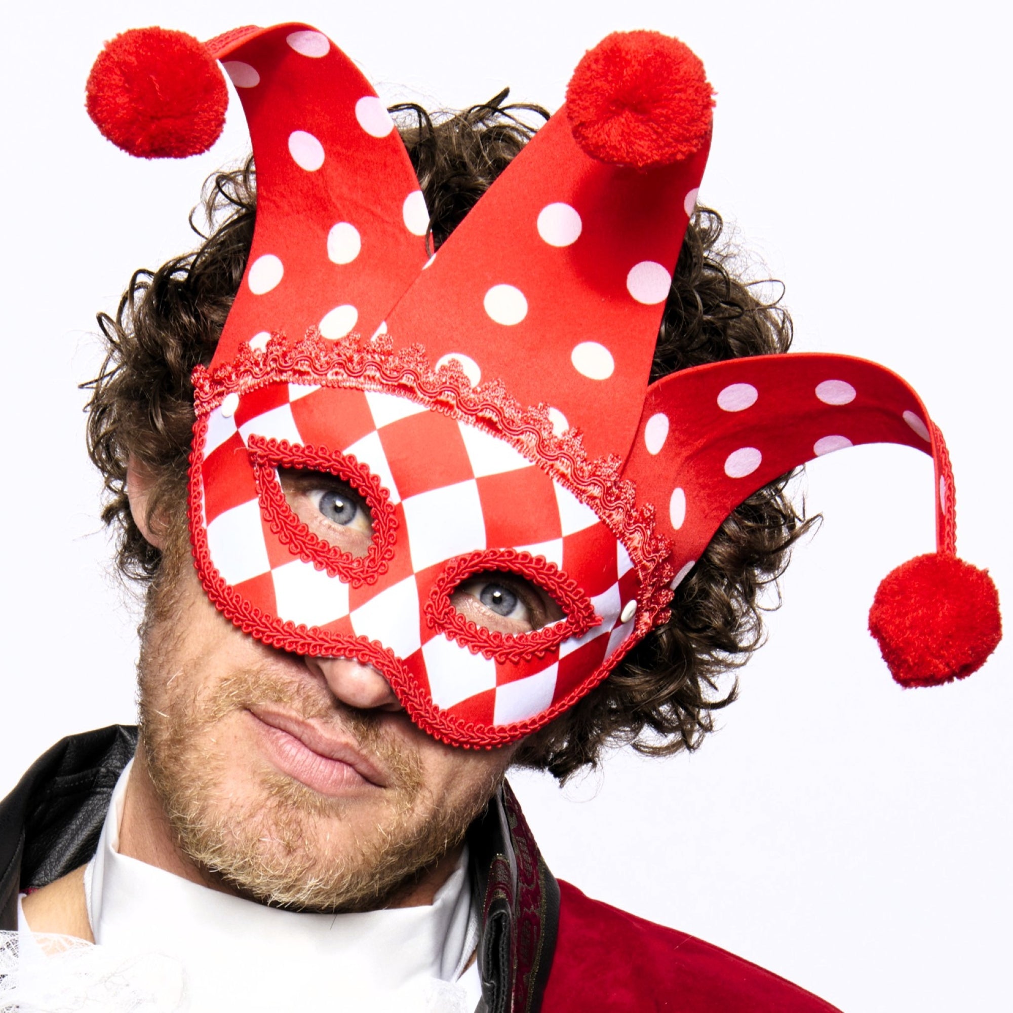 Jester Eye Mask, Red and White