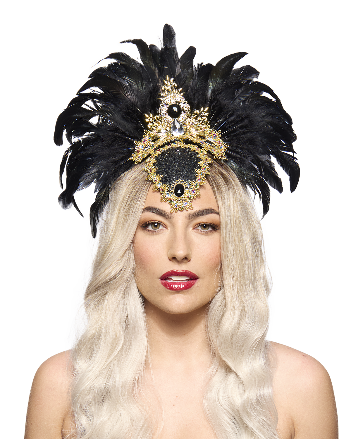 Ultimate Showgirl Feather Headdress, Black