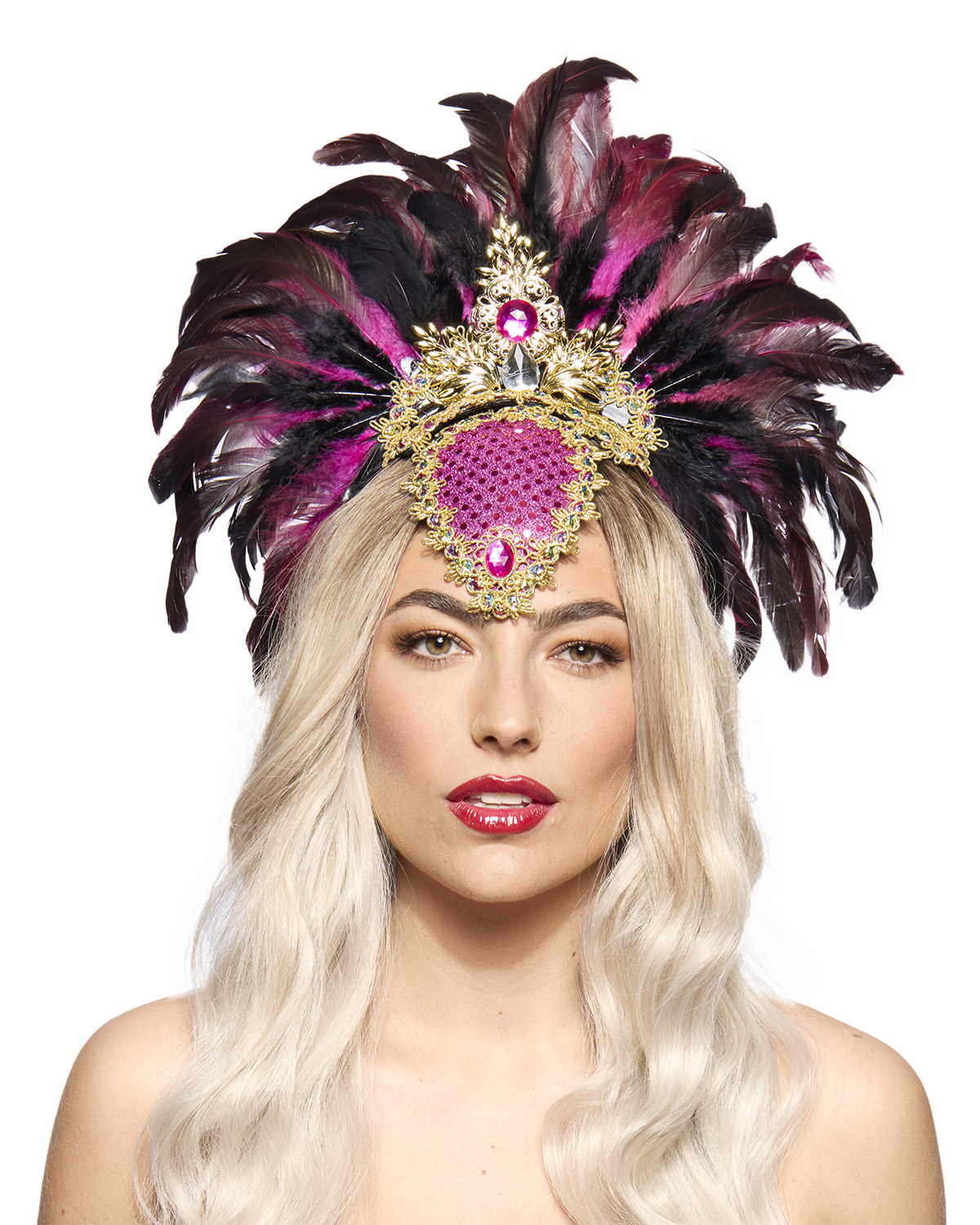 Ultimate Showgirl Feather Headdress, Pink