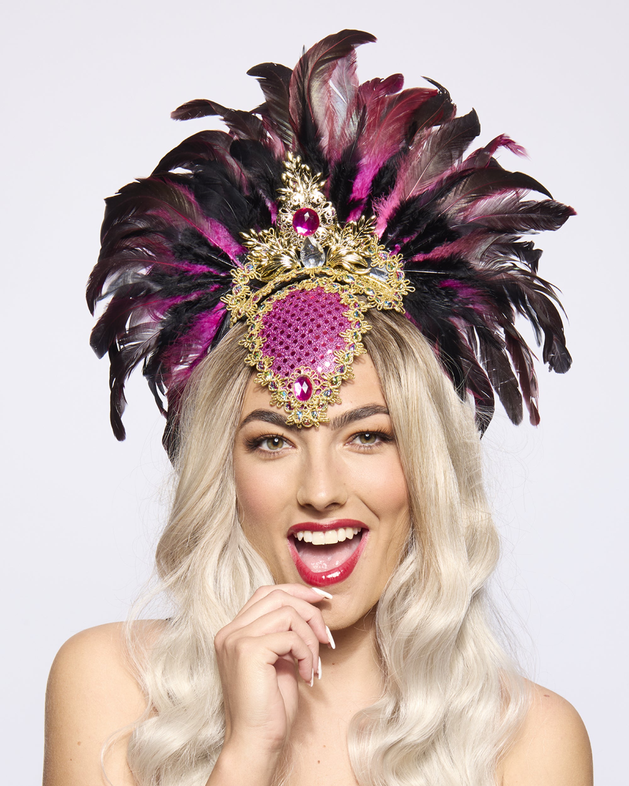Feather Headdress, Showgirl, Pink