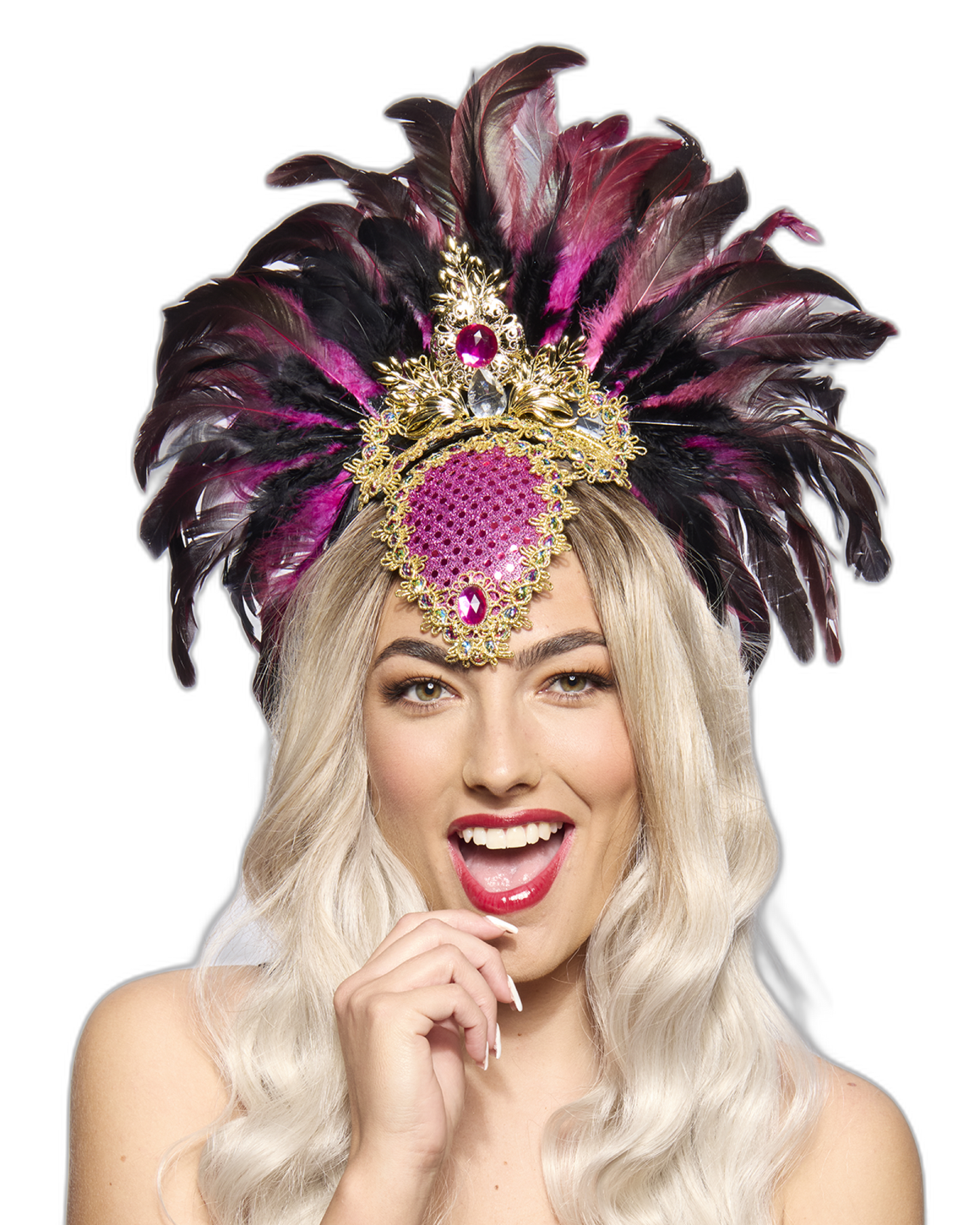 Feather Headdress, Showgirl, Pink