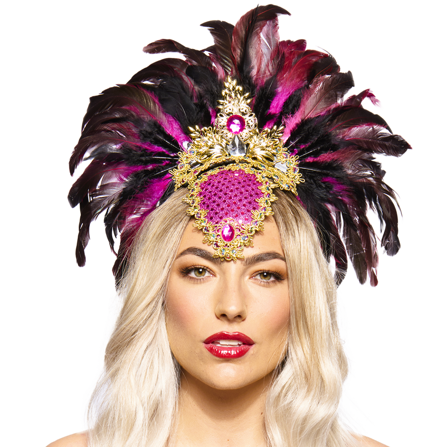 Feather Headdress, Showgirl, Pink