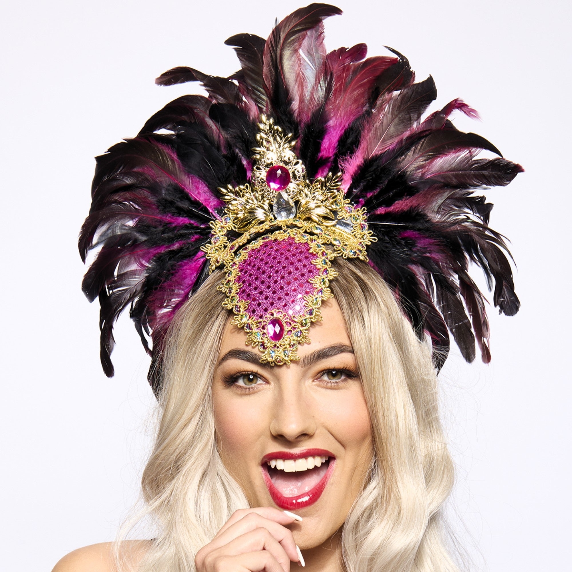 Feather Headdress, Showgirl, Pink