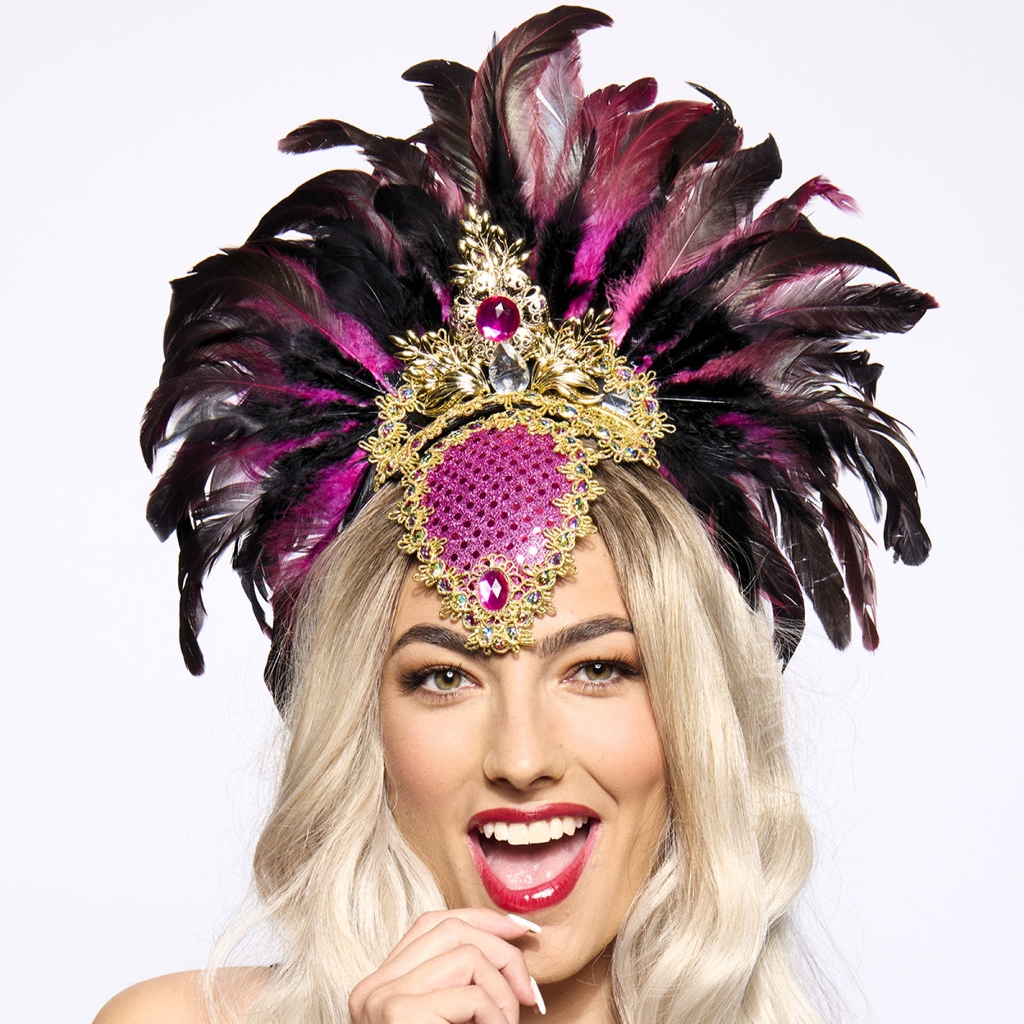 Feather Headdress, Showgirl, Pink