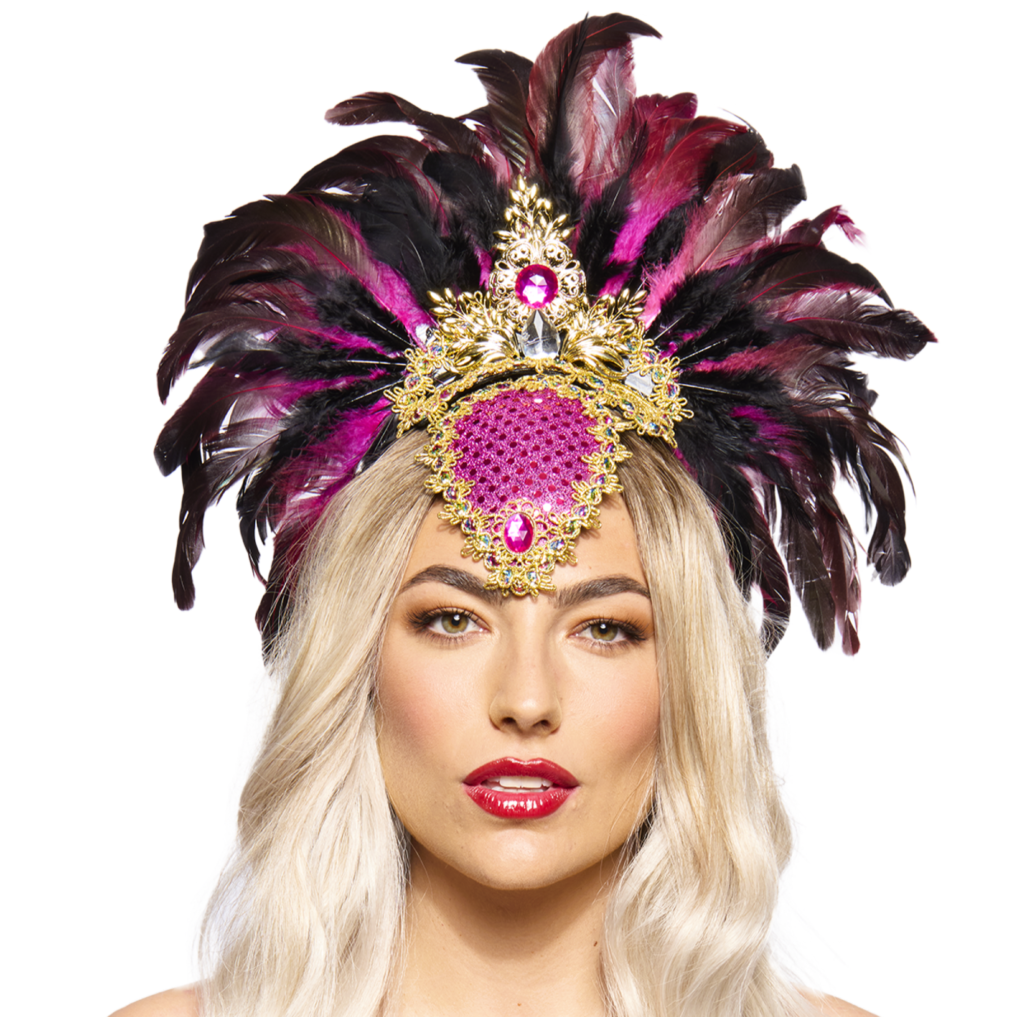 Feather Headdress, Showgirl, Pink