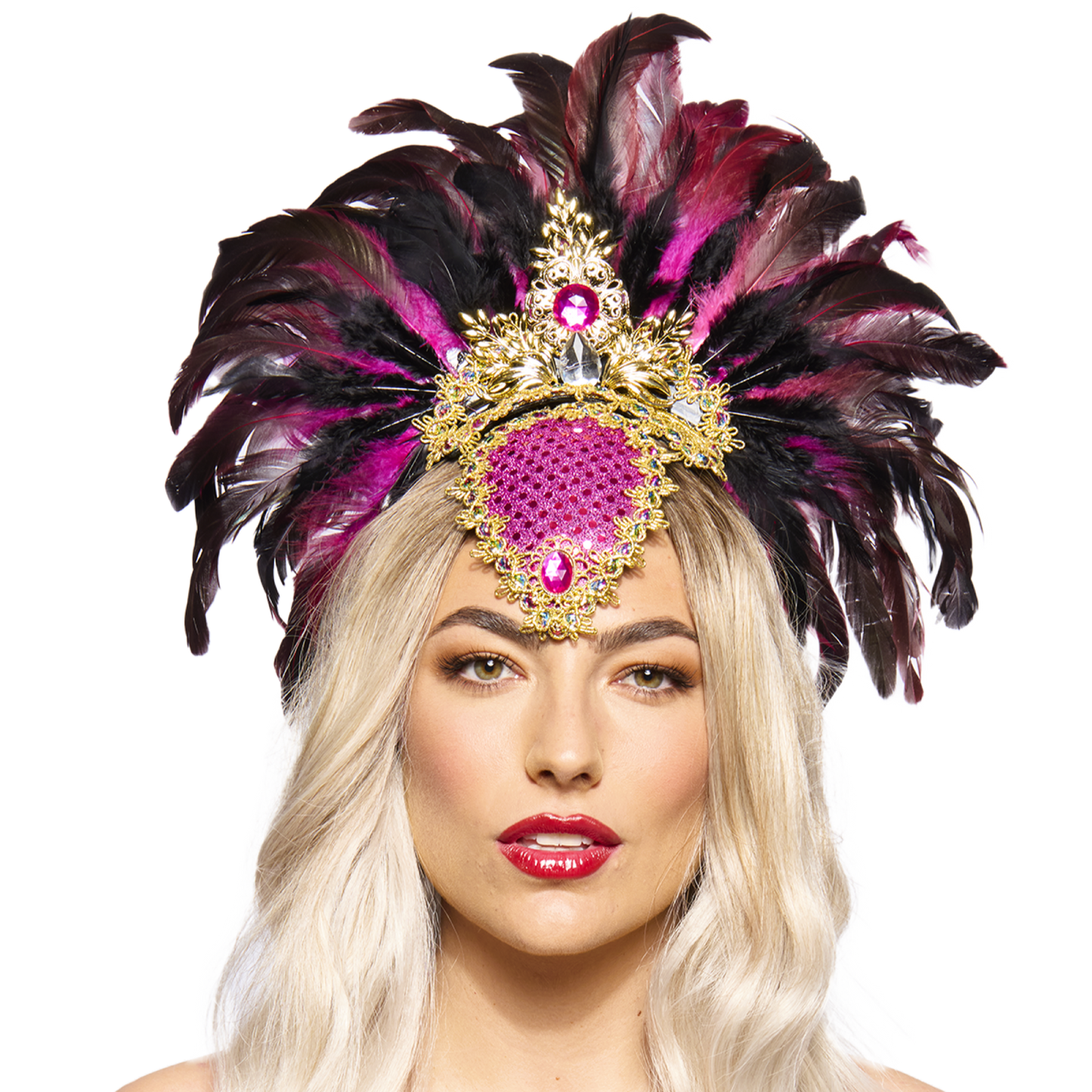 Feather Headdress, Showgirl, Pink