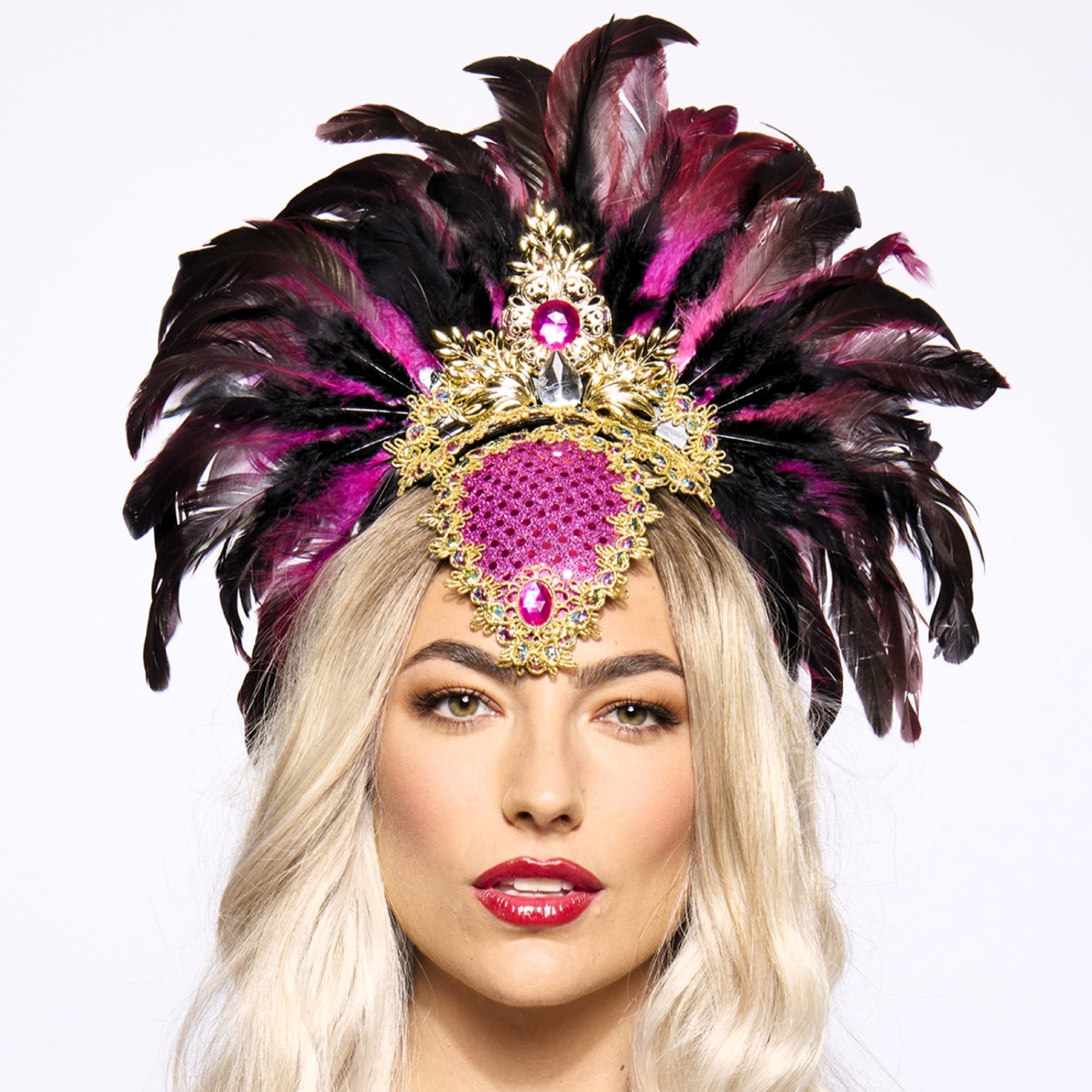 Feather Headdress, Showgirl, Pink