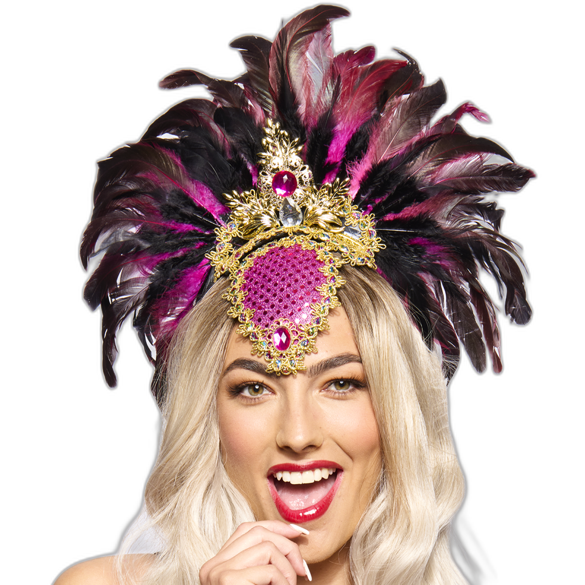 Feather Headdress, Showgirl, Pink