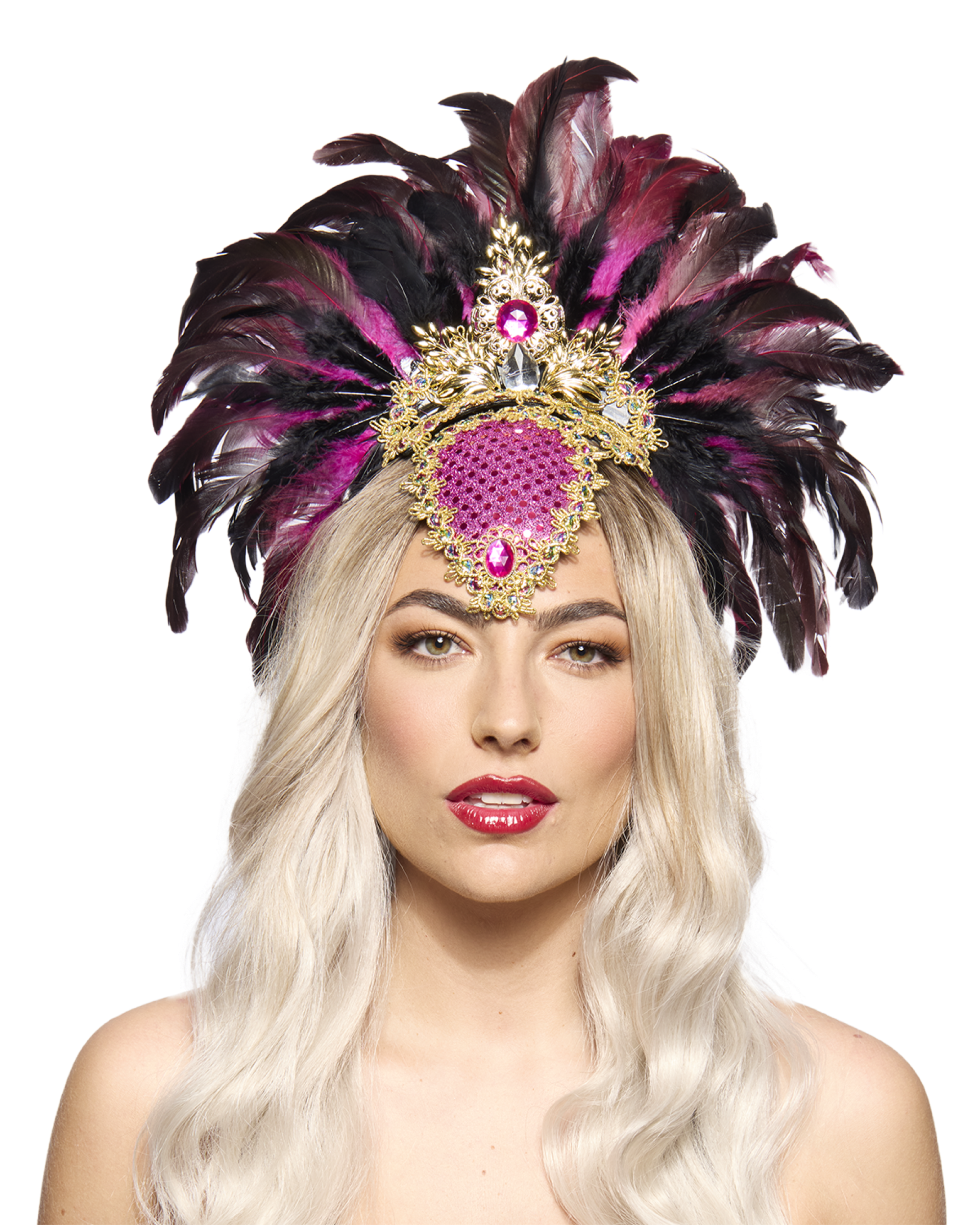 Feather Headdress, Showgirl, Pink