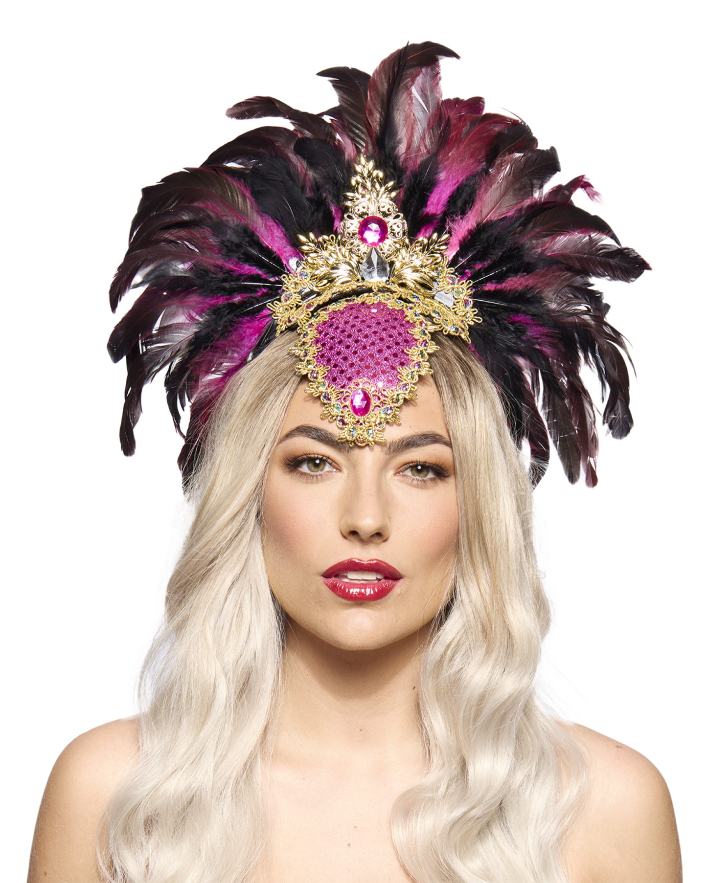 Feather Headdress, Showgirl, Pink