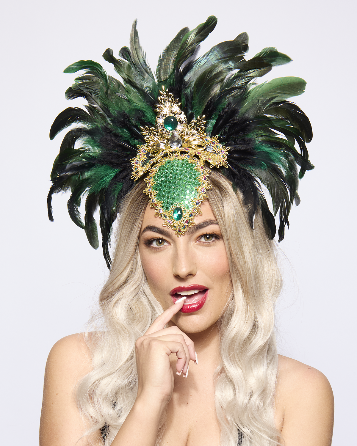 Ultimate Showgirl Feather Headdress, Green