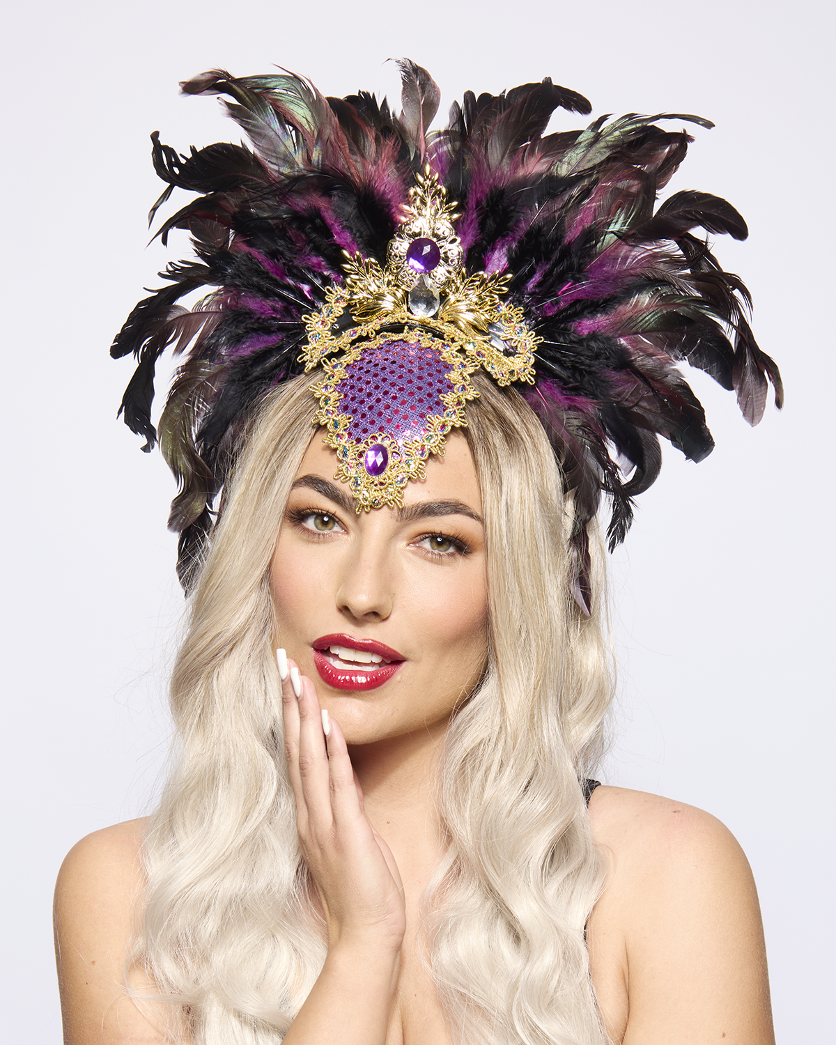 Ultimate Showgirl Feather Headdress, Purple